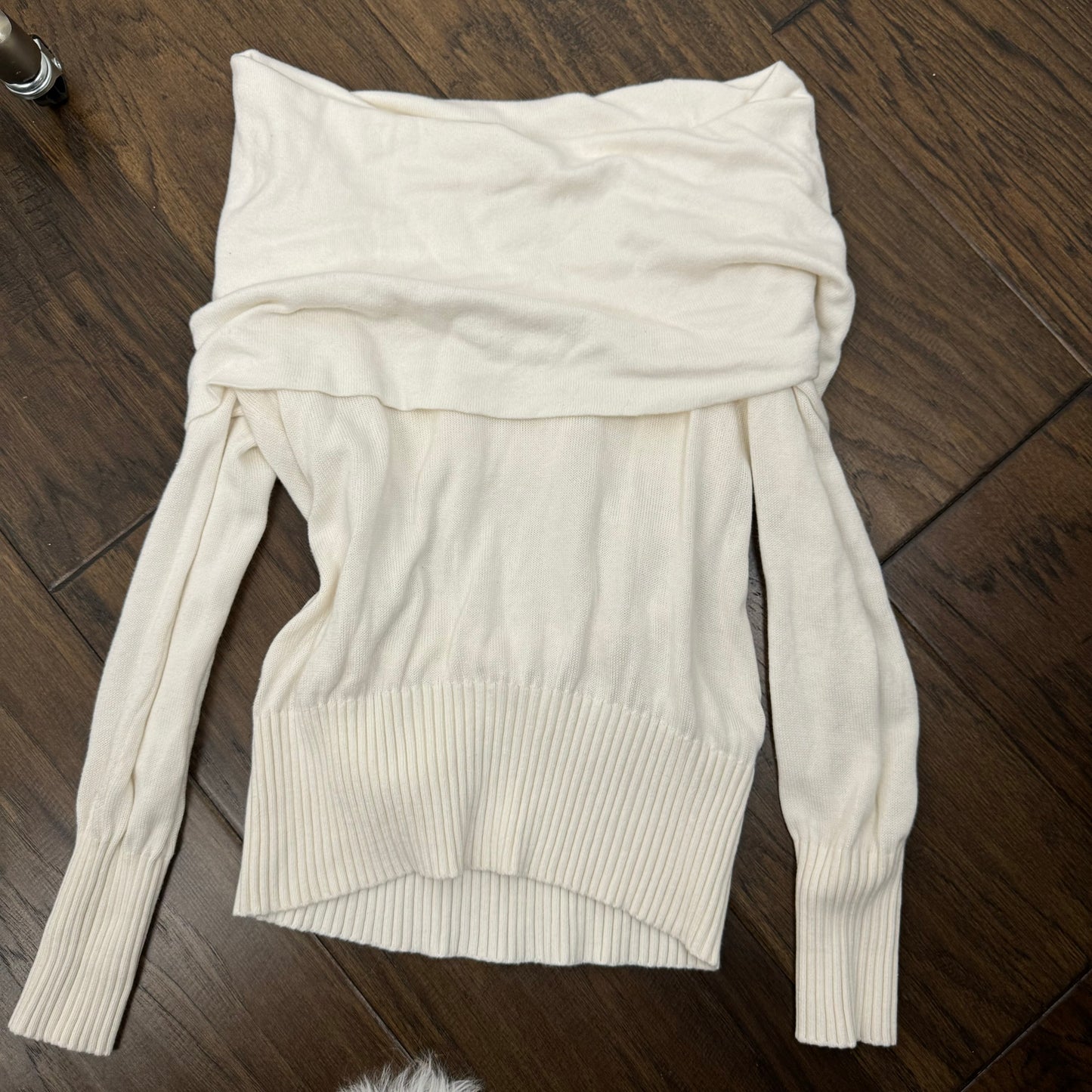 Cream Off The Shoulder Knit Sweater