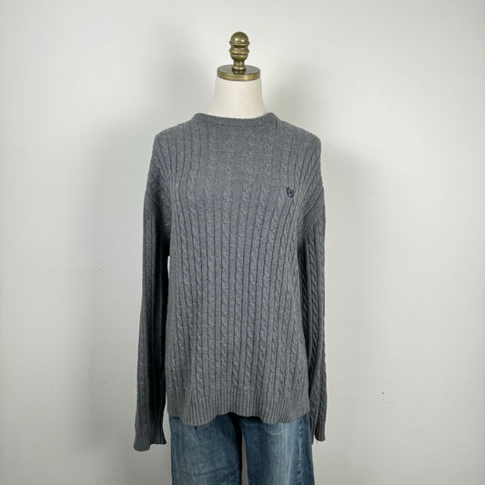 Grey Oversized Cable Knit Sweater