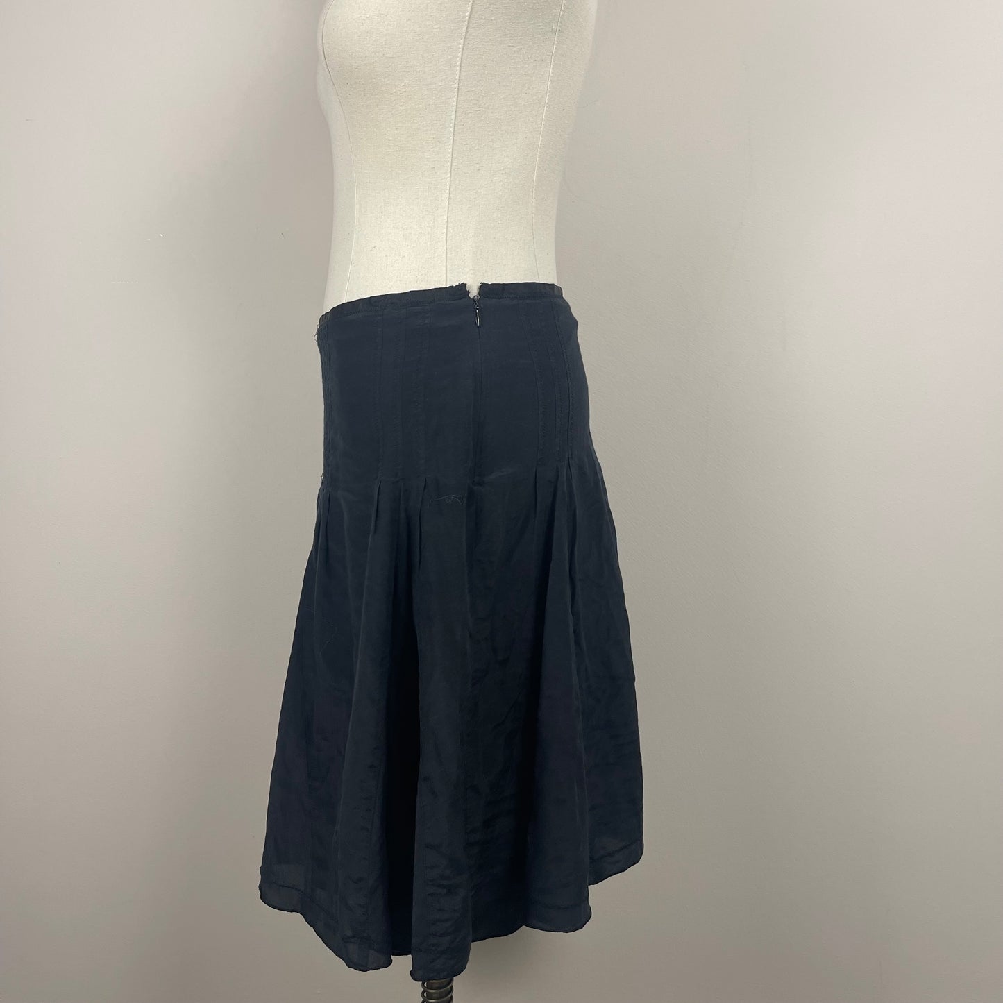 Vintage Black Linen Midi Skirt