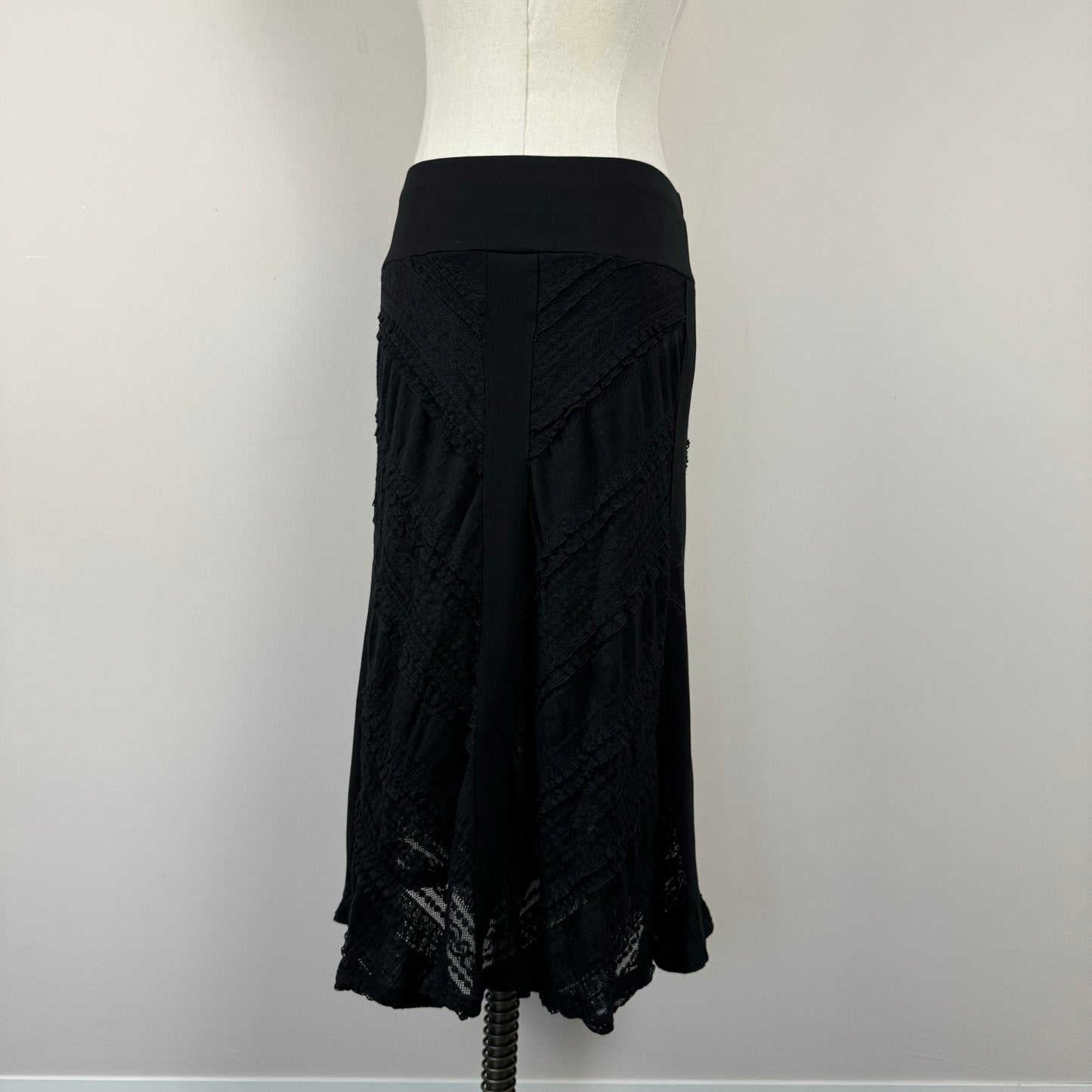 Vintage Black Lace Midi Skirt