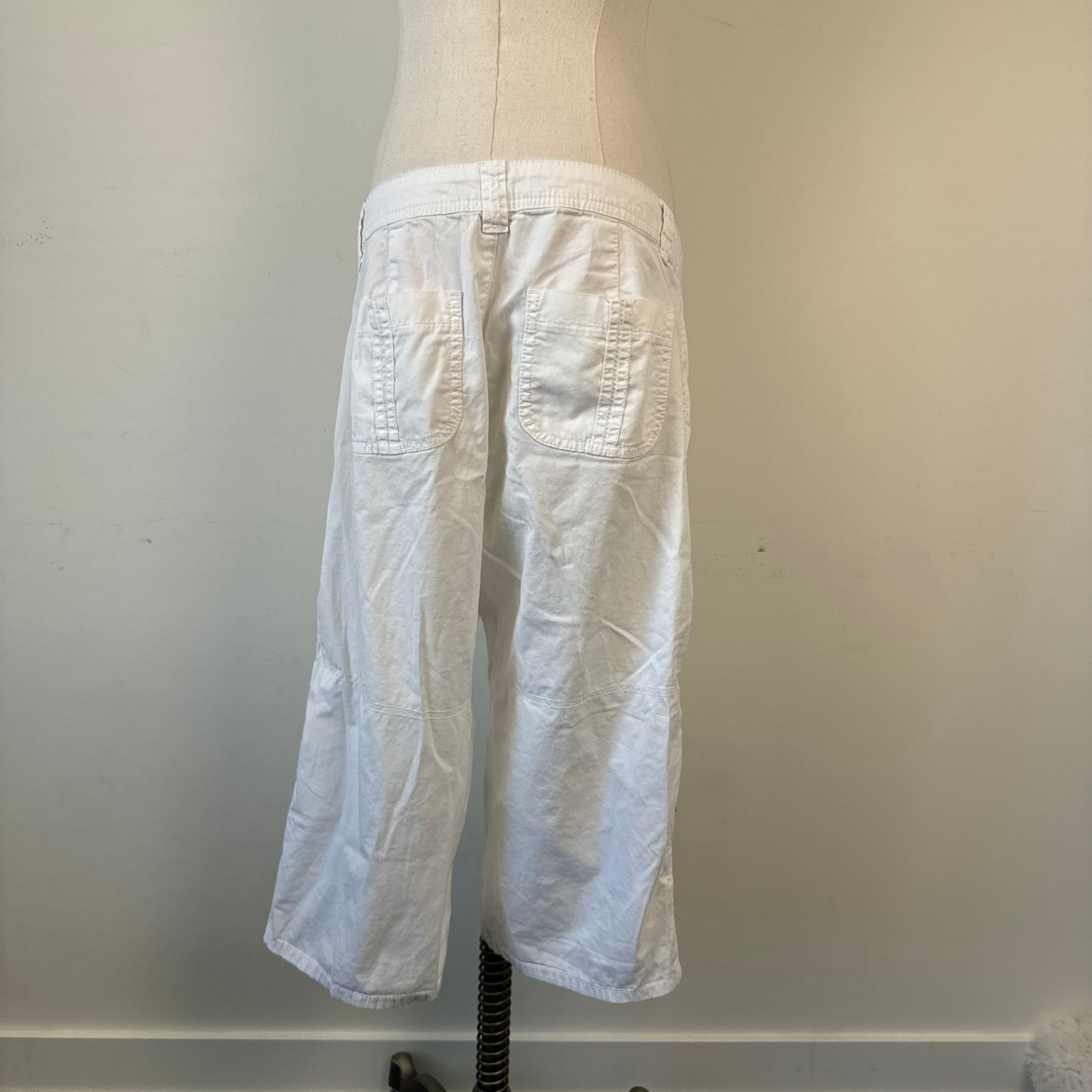 White Low Rise Cargo Capris