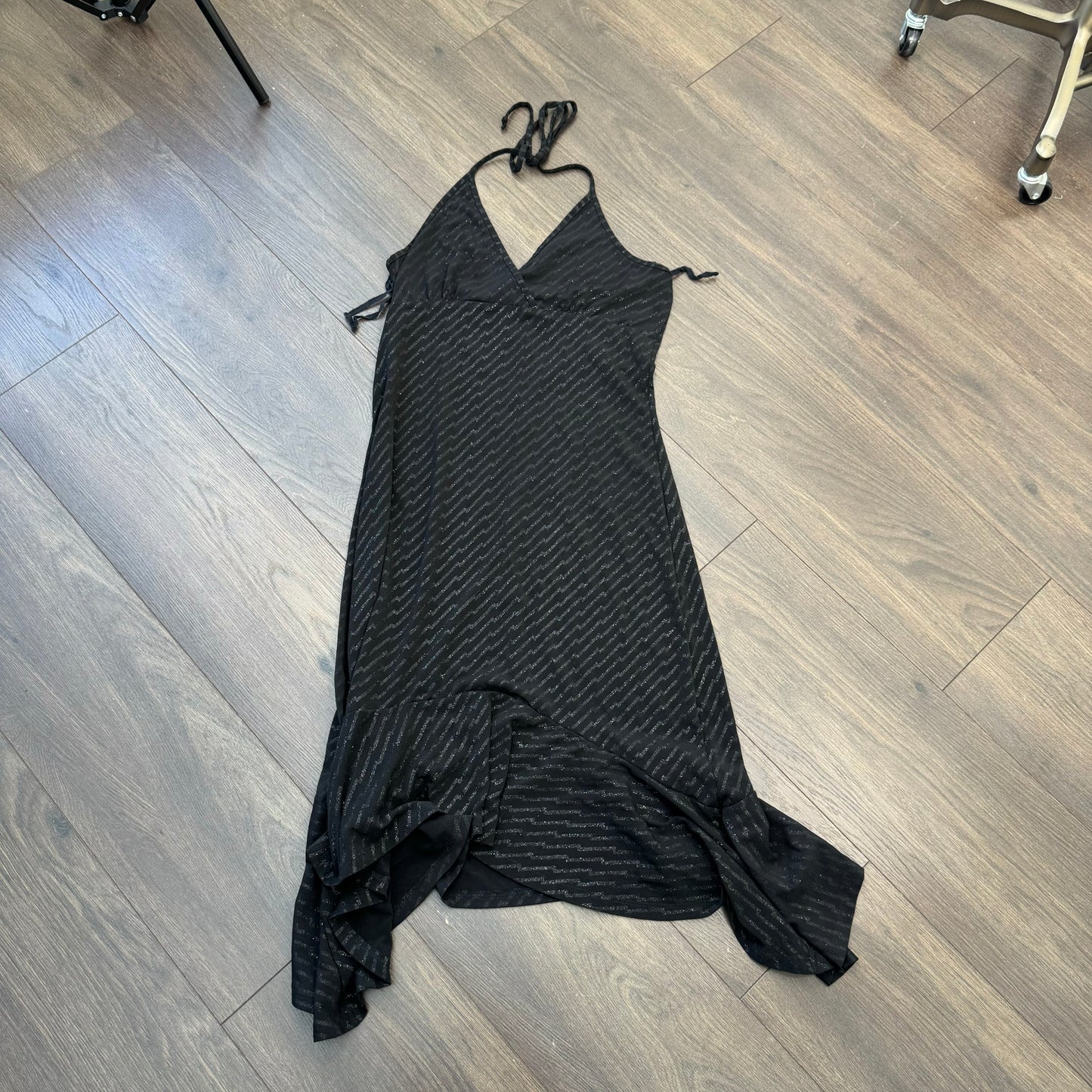 Black Halter Babydoll Midi Dress