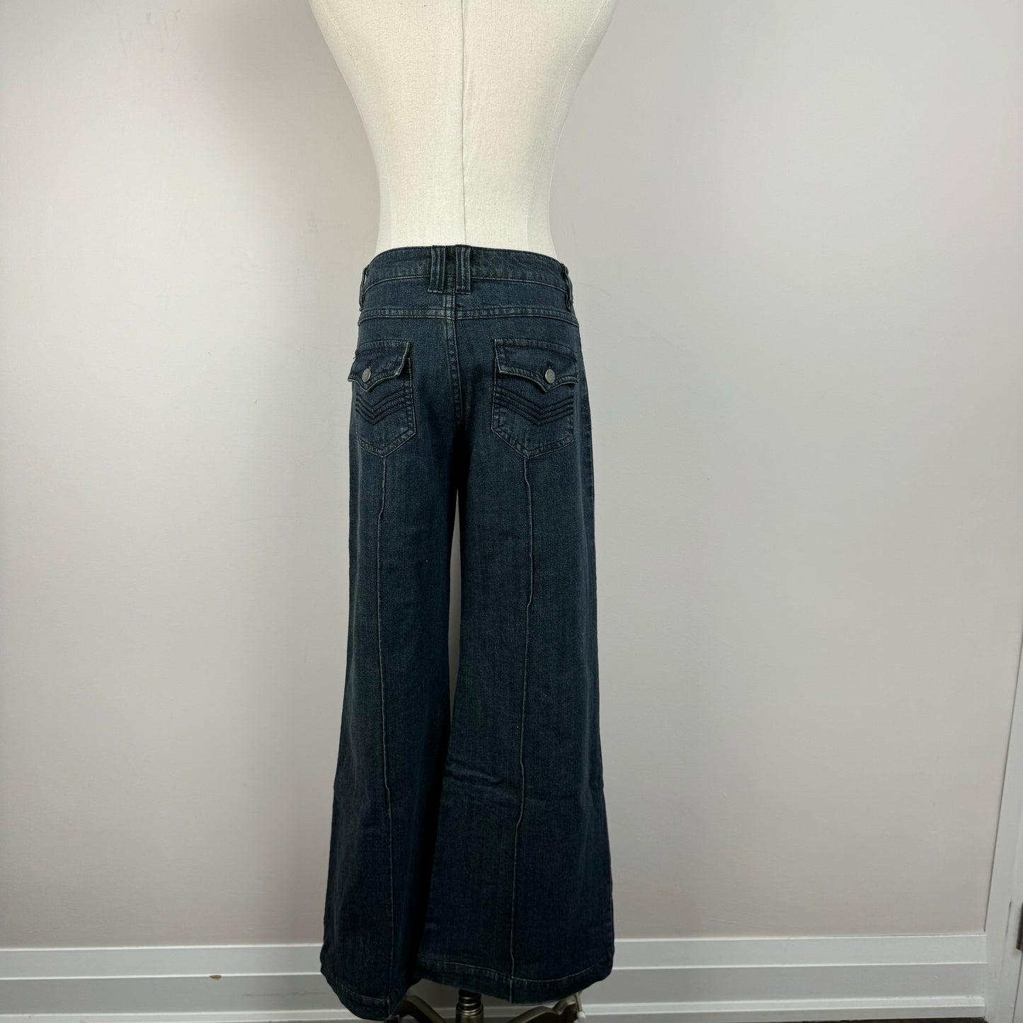 Faded Wide Leg Low Rise Jeans