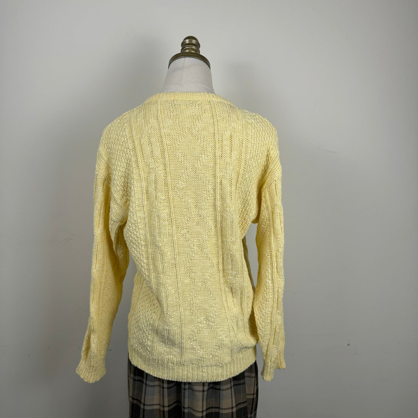 Vintage Yellow Cable Knit Crewneck Sweater