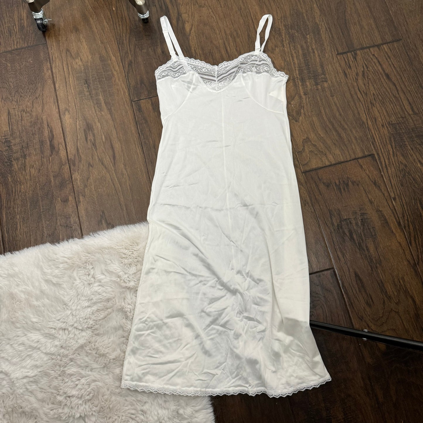 Vintage Lace Trim Cream Slip Dress