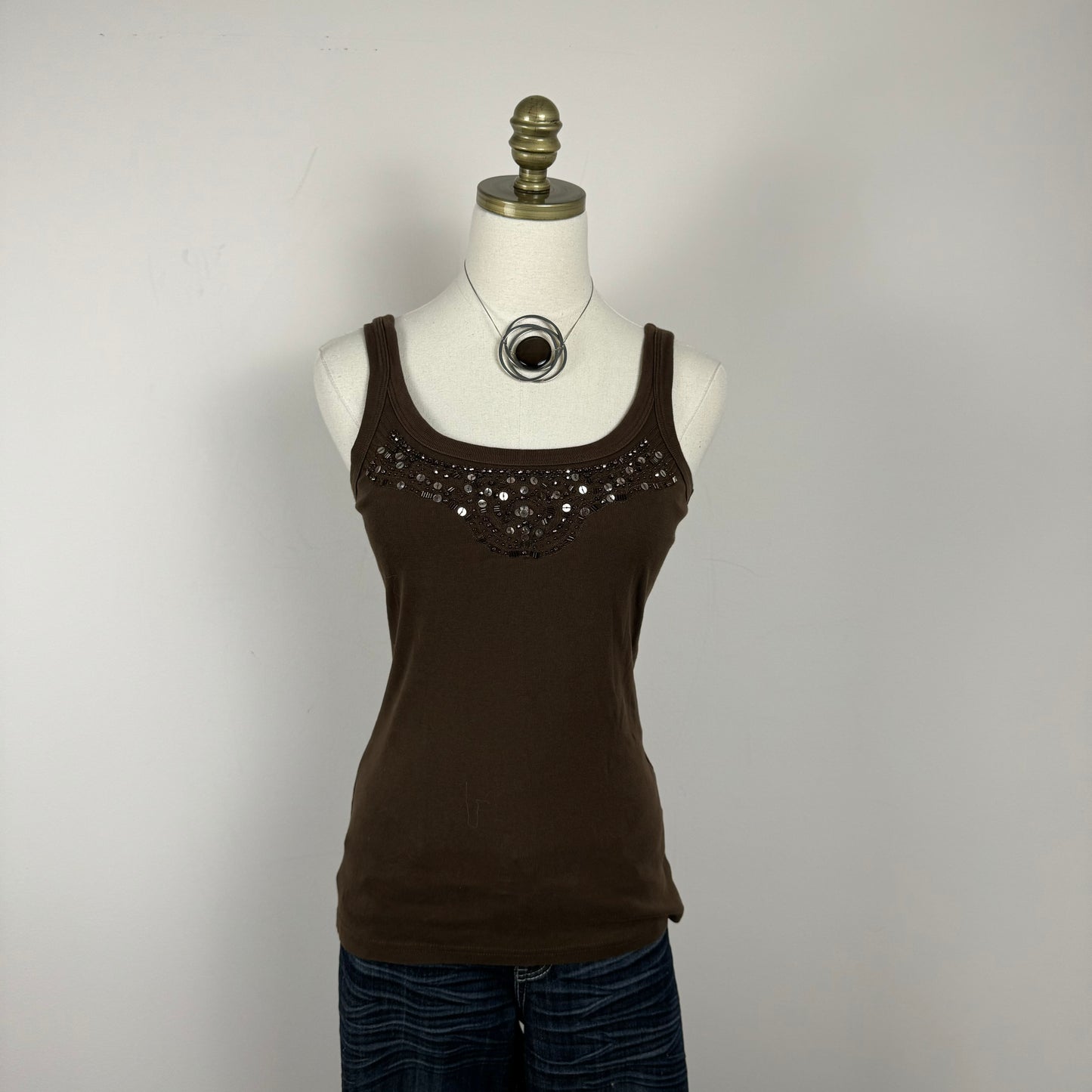 Vintage Brown Knit Tank