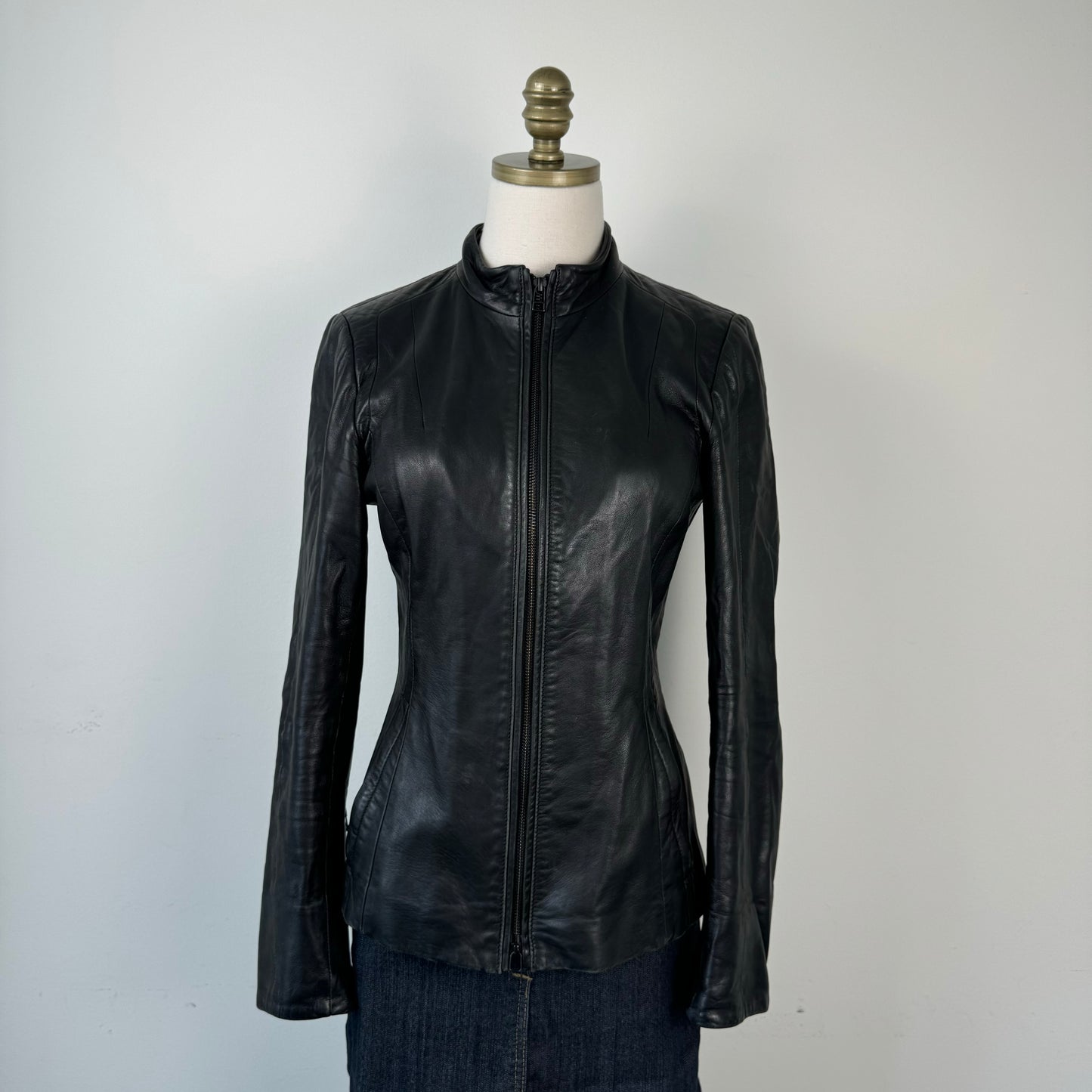 Danier Fitted Black Genuine Leather Jacket