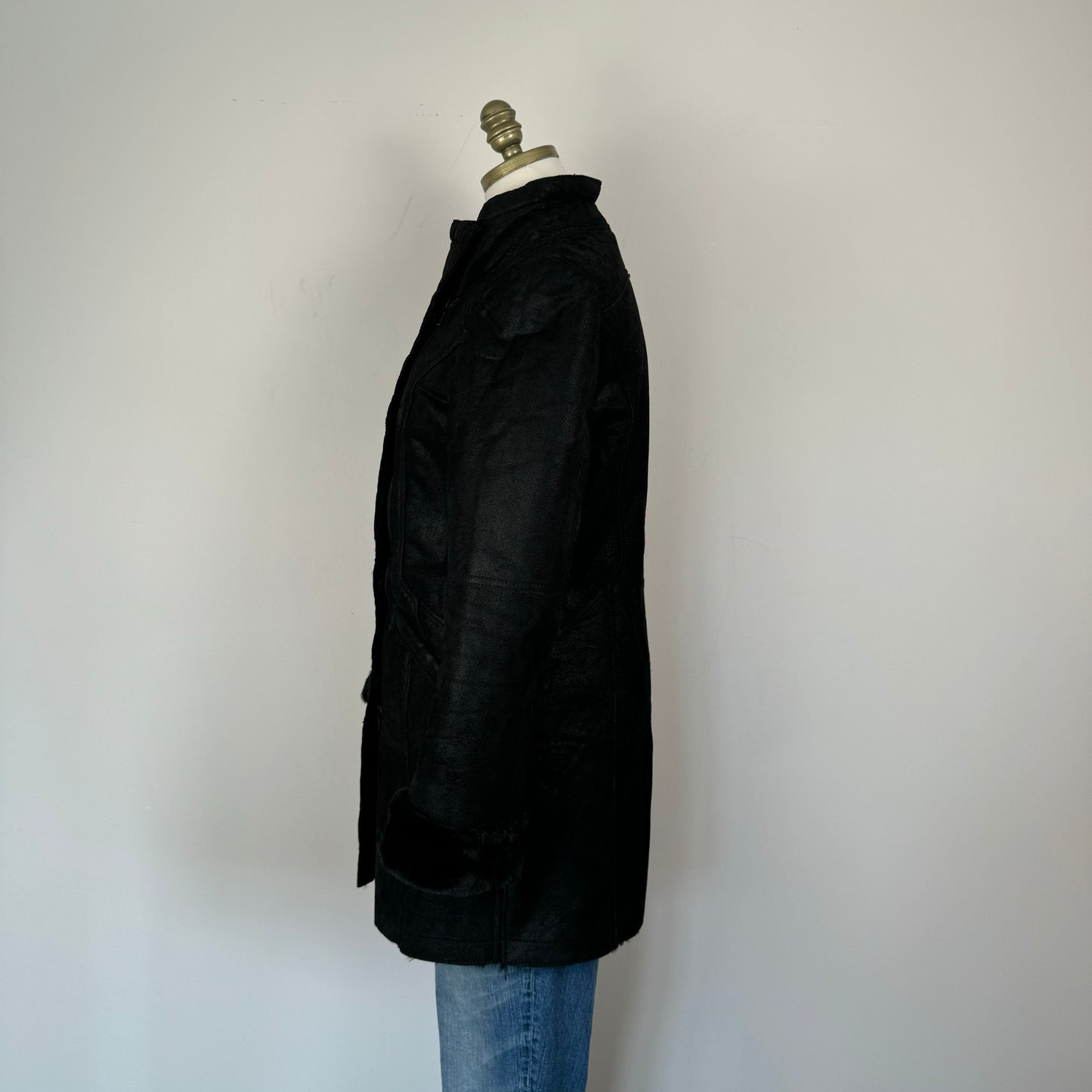 Danier Long Fur Trim Suede Jacket