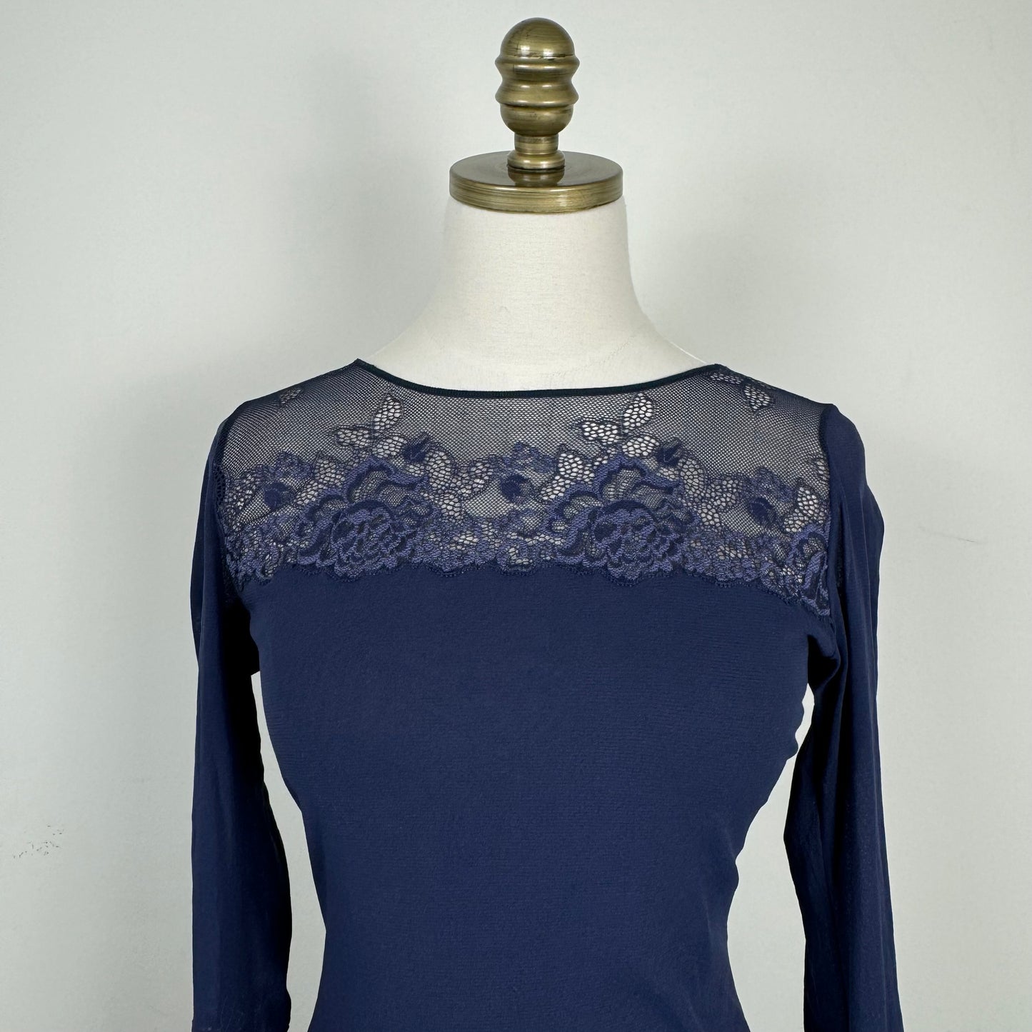 Micro Mesh Lace Long Sleeve Top