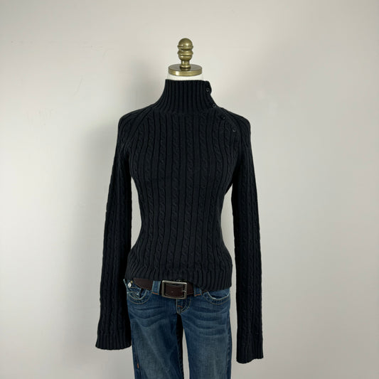 Vintage Dainty Cable Knit Turtleneck Sweater