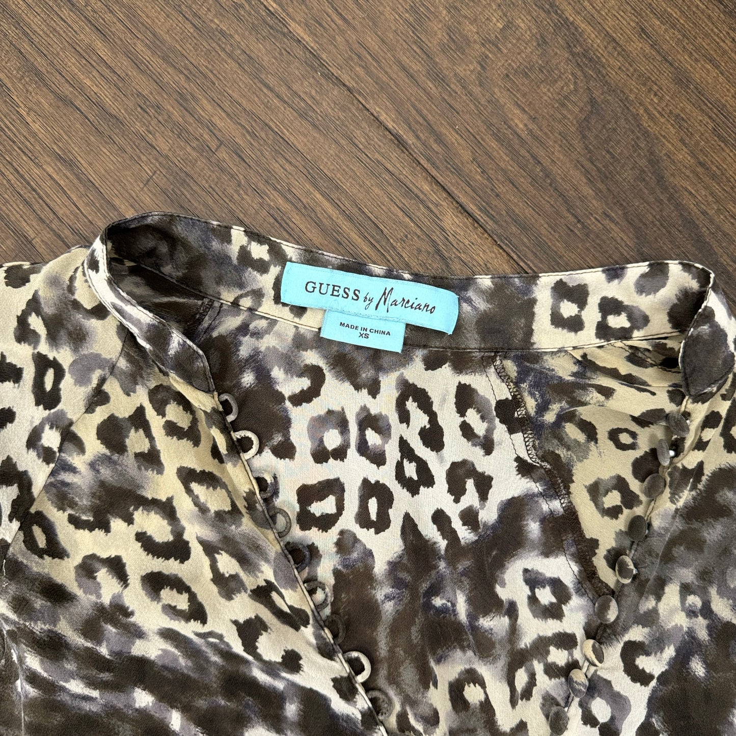 Guess Semi Sheer Leopard Print Top