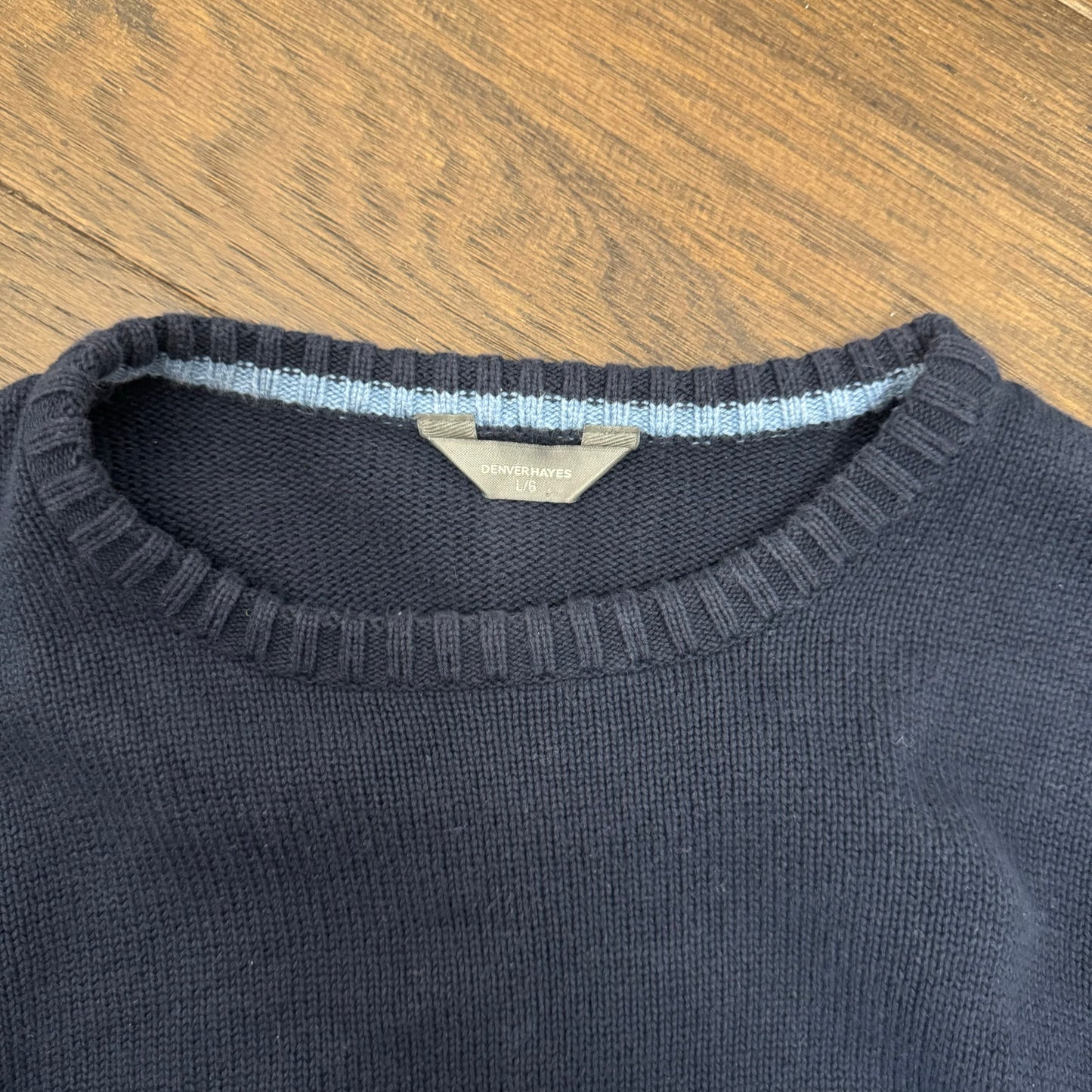 Retro Navy Oversized Crewneck Sweater