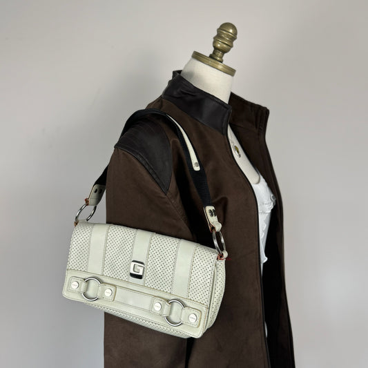 Guess White Silver Buckle Shoulder Bag