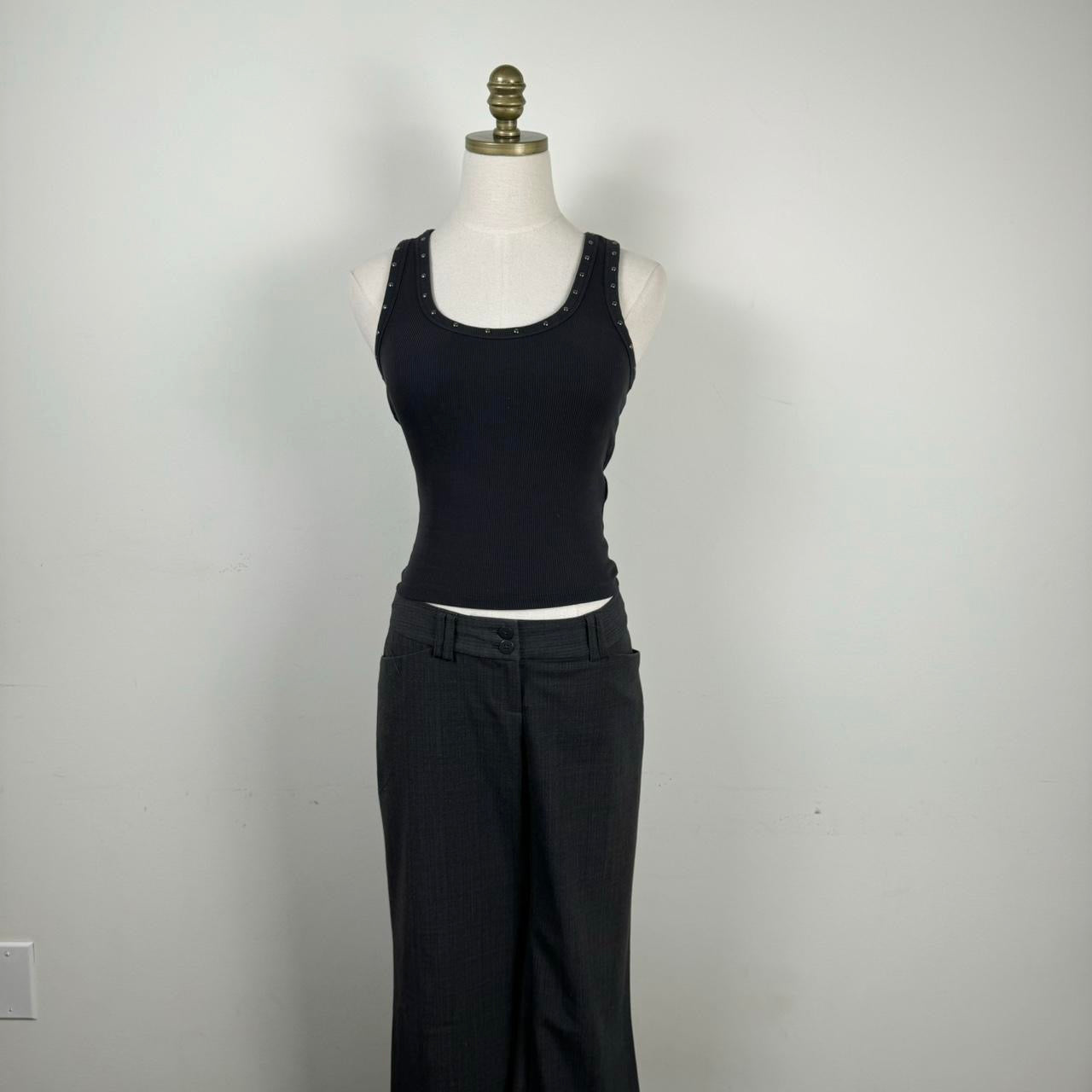 Grey Studded Knit Tank