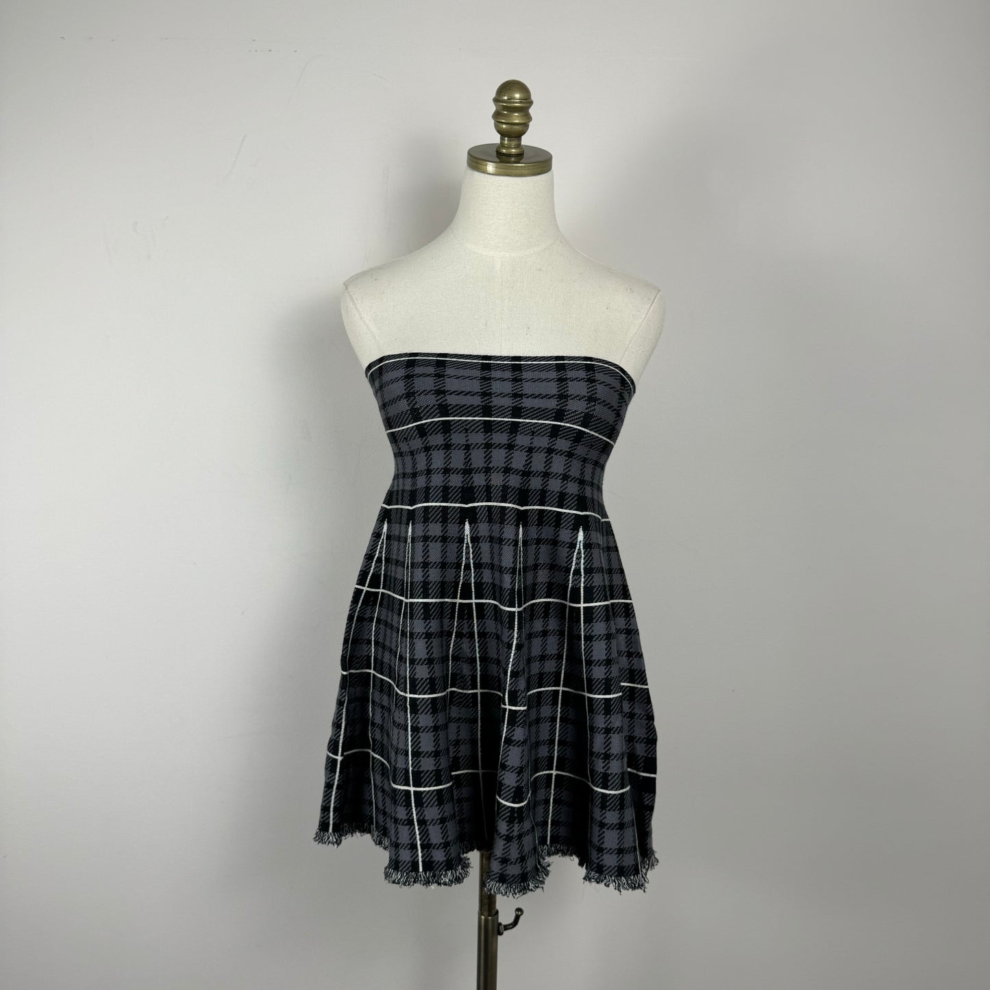 Vintage Plaid Knit Midi Skirt