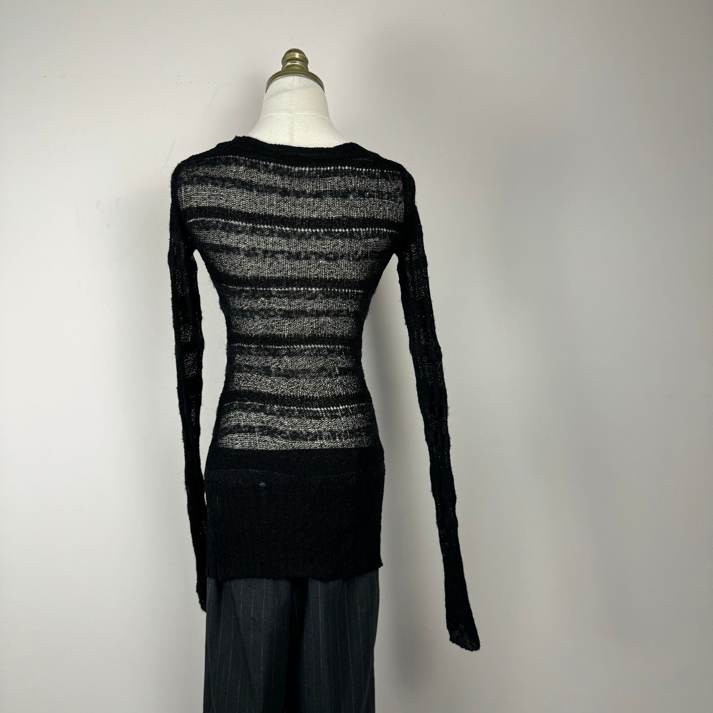 Vintage Open Knit Long Sweater / Mini Dress