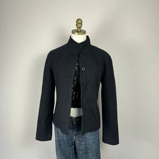 Grey Wool Button Up Jacket