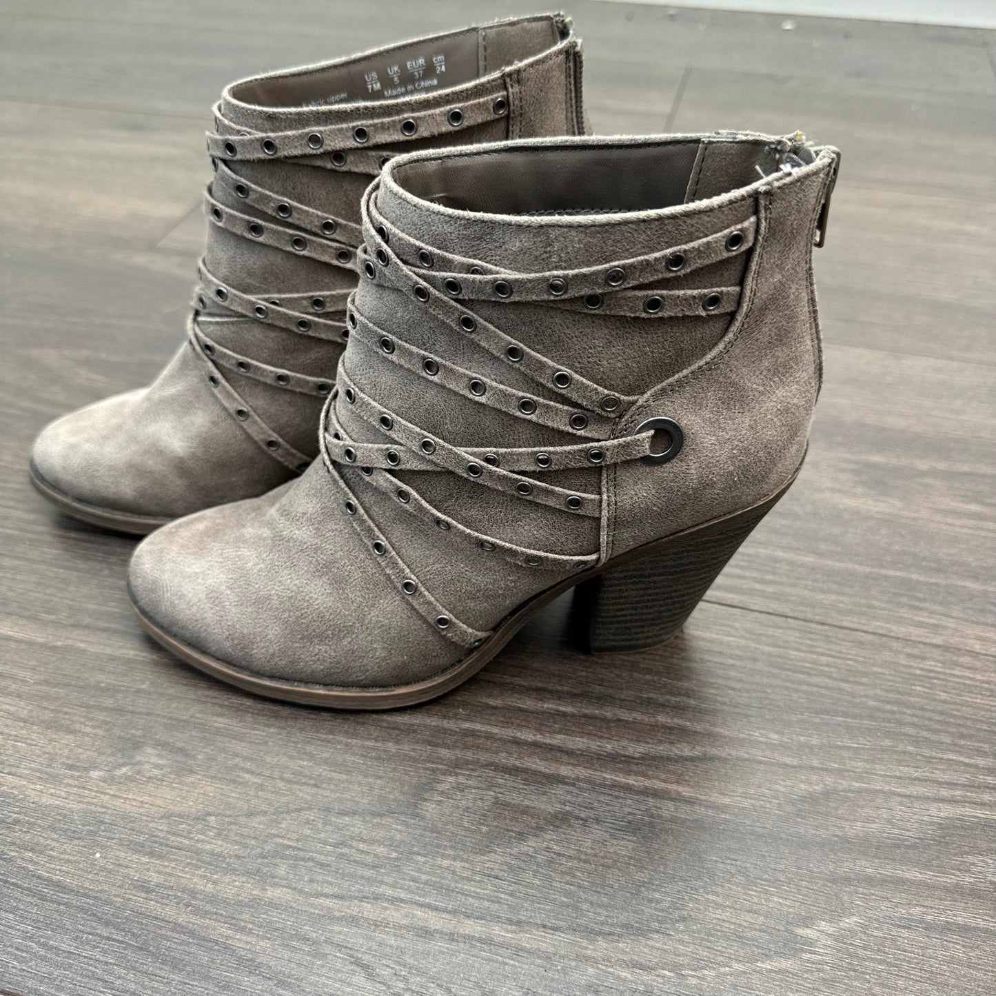 Fergalicious Brown Studded Wedge Boot Heels (US7)