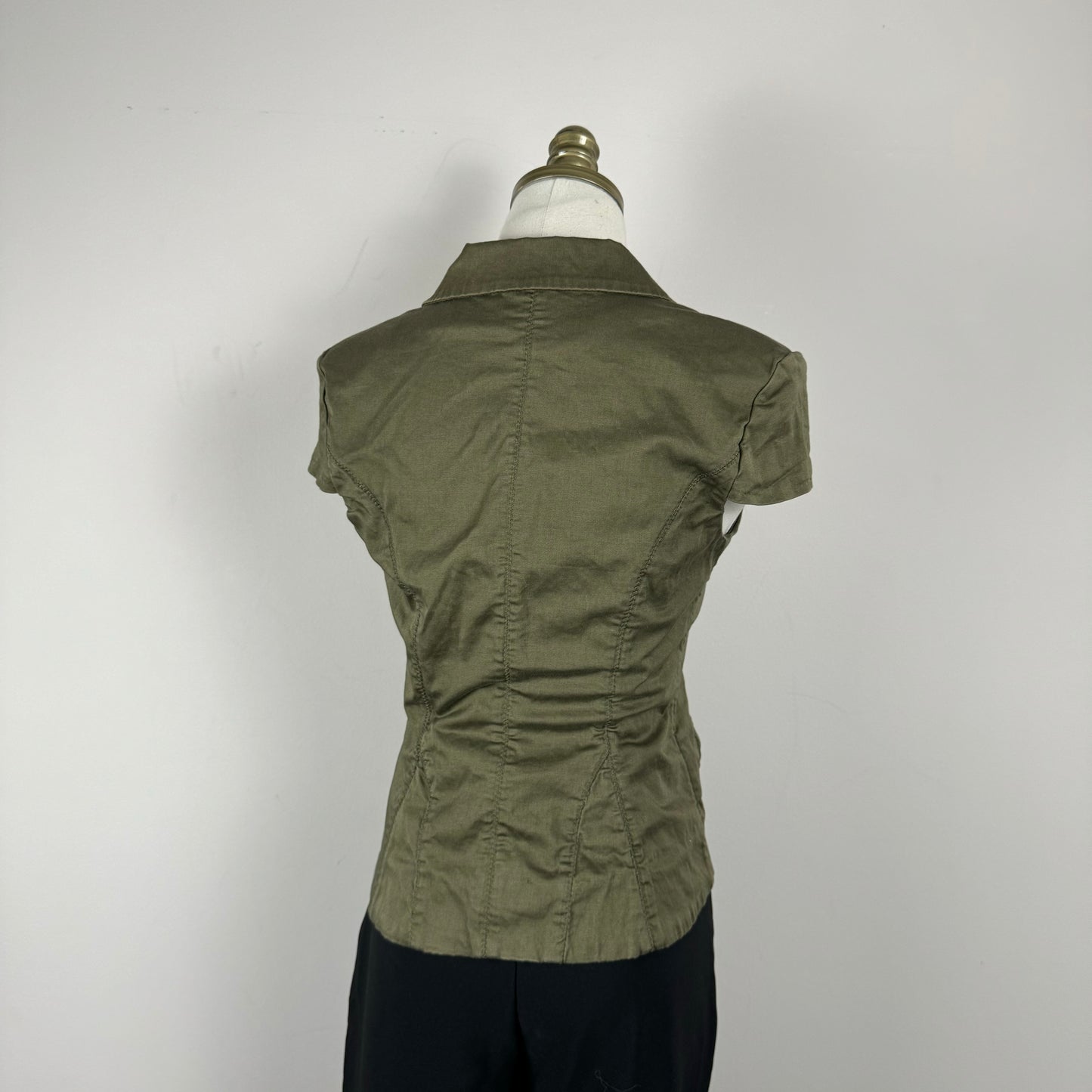 Olive Green Deep Neck Fitted Vest