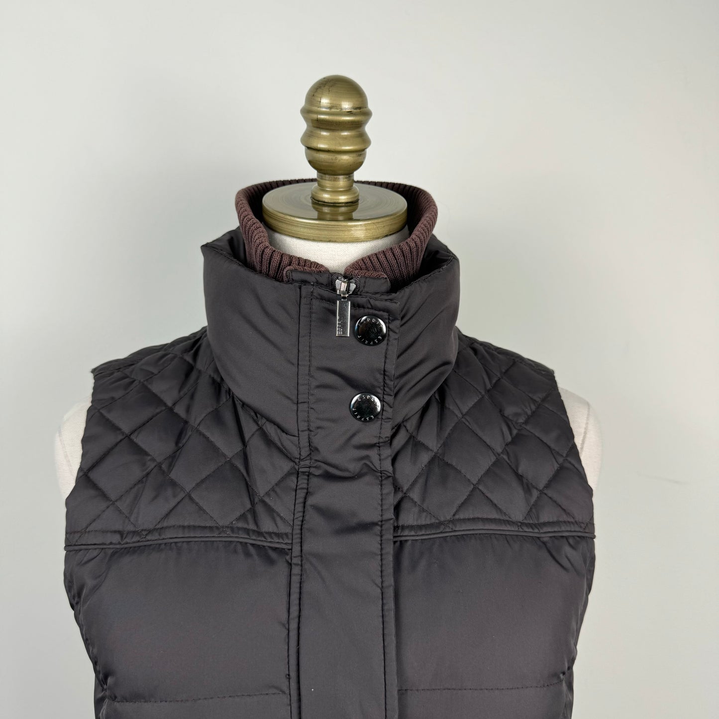 Esprit Brown Zip Up Fitted Puffer Vest