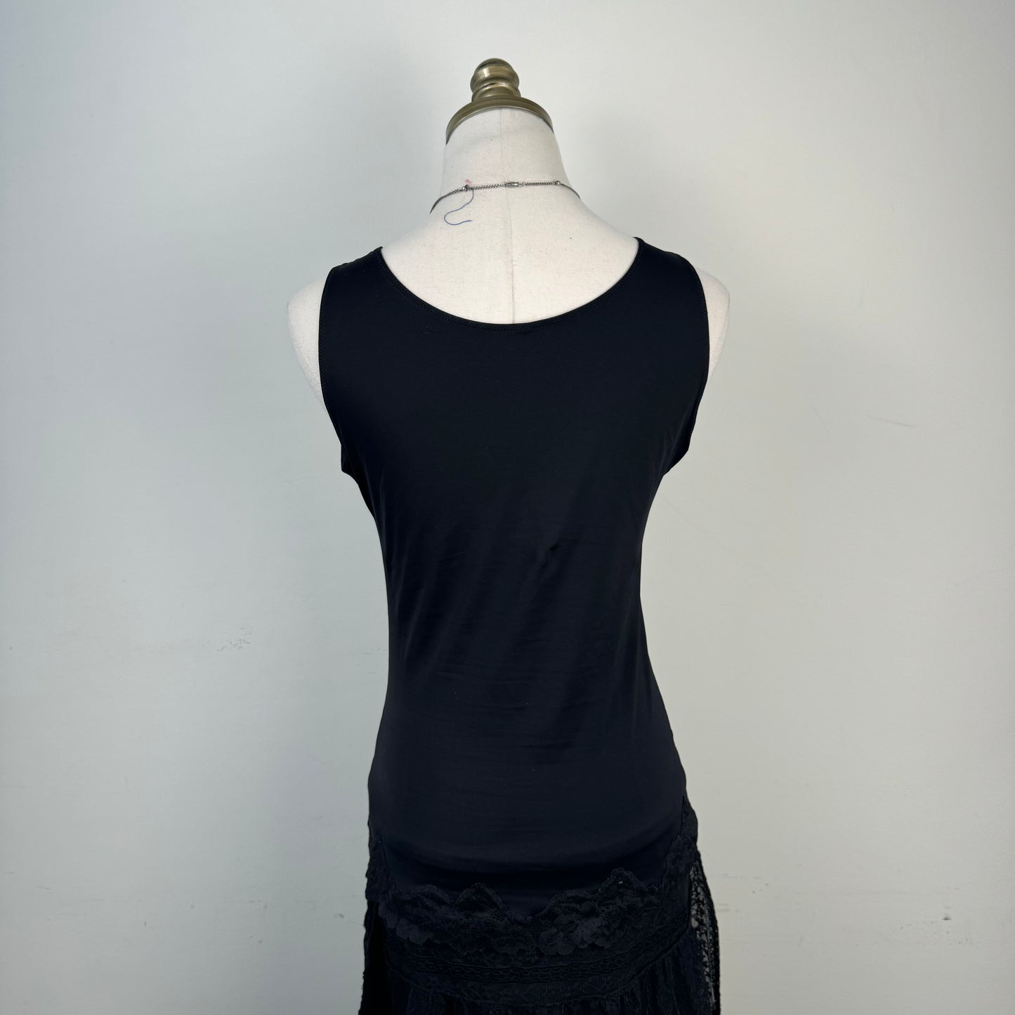 Black Lace Trim Tank Top
