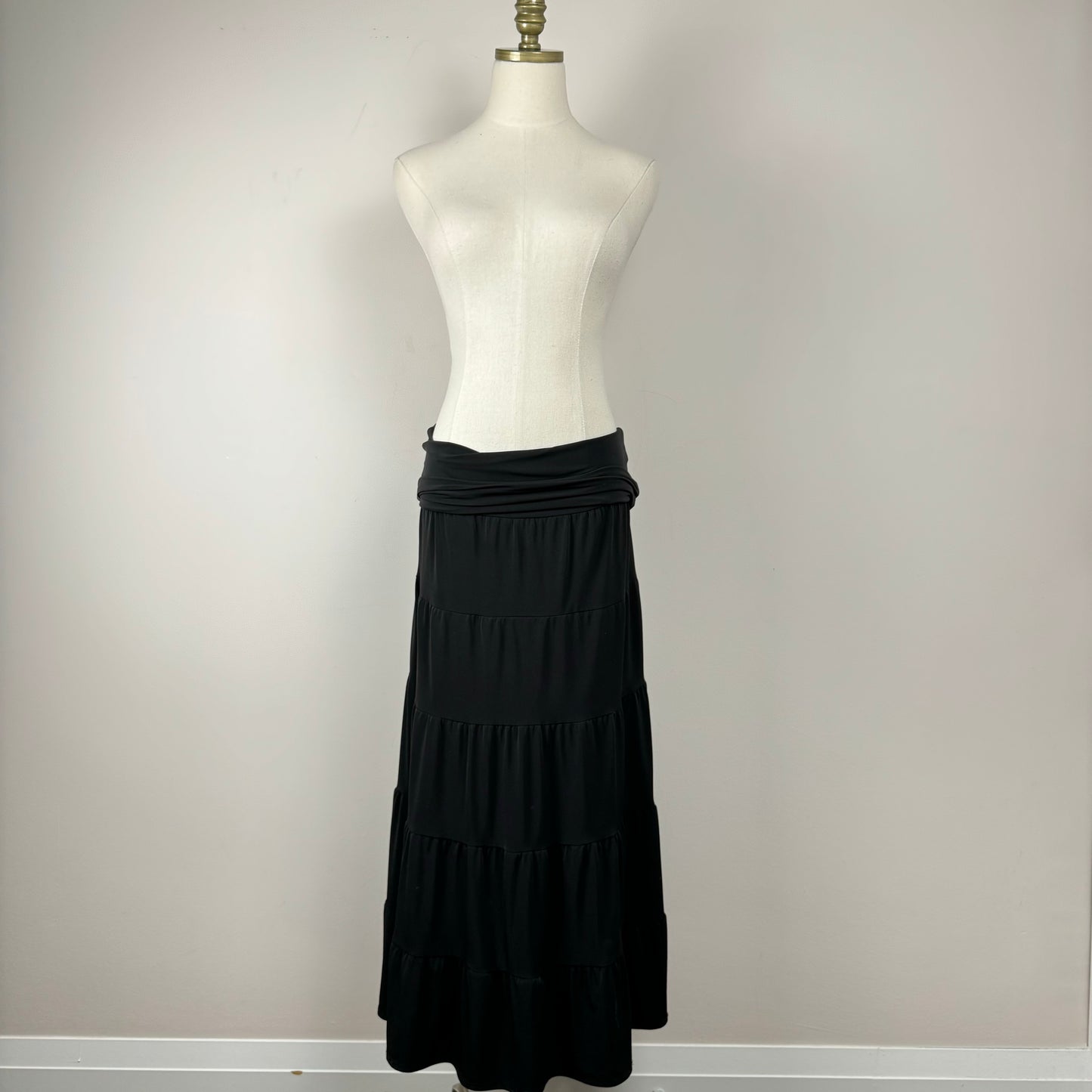 Vintage Black Tiered Maxi Skirt