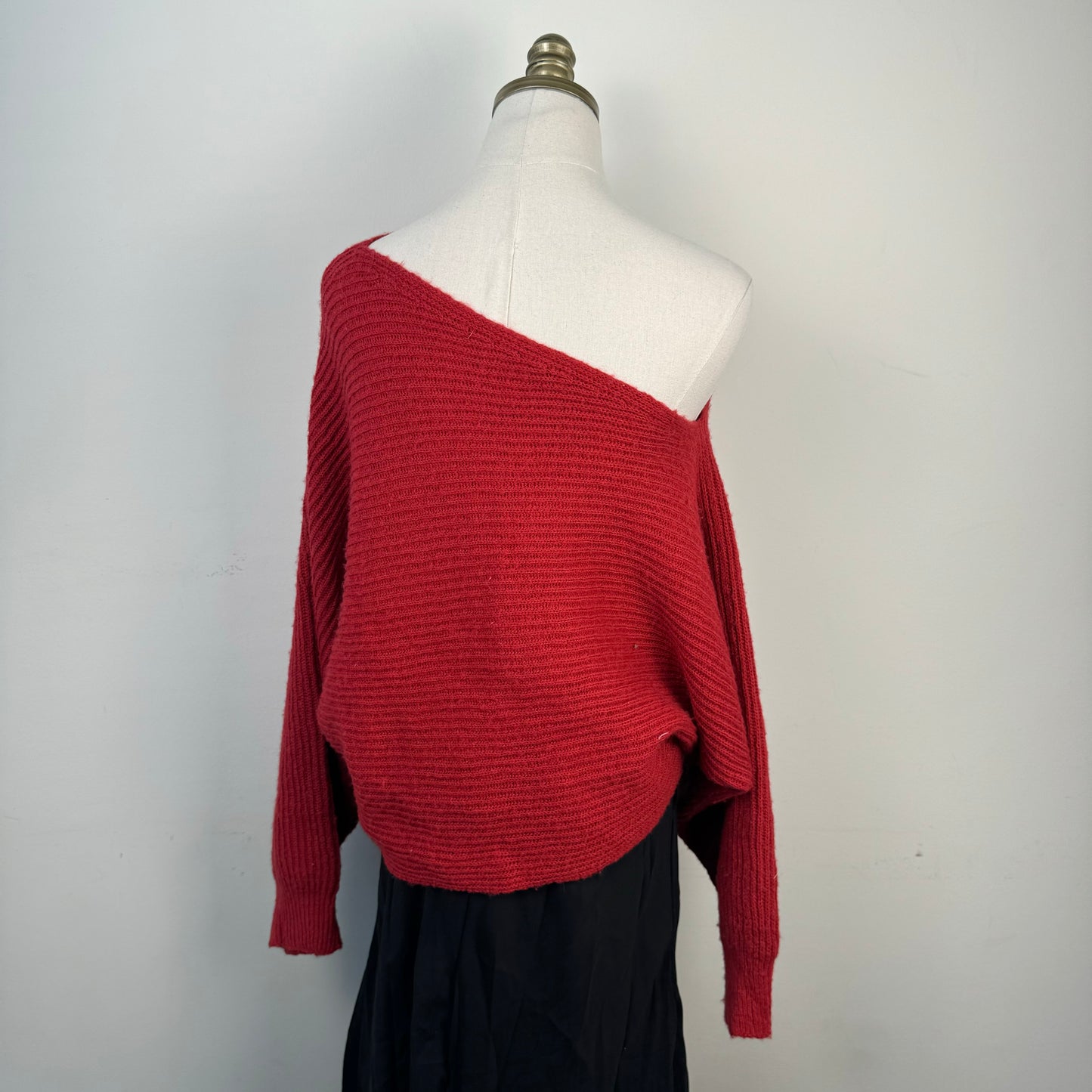 Free People Red Off Shoulder Sweater