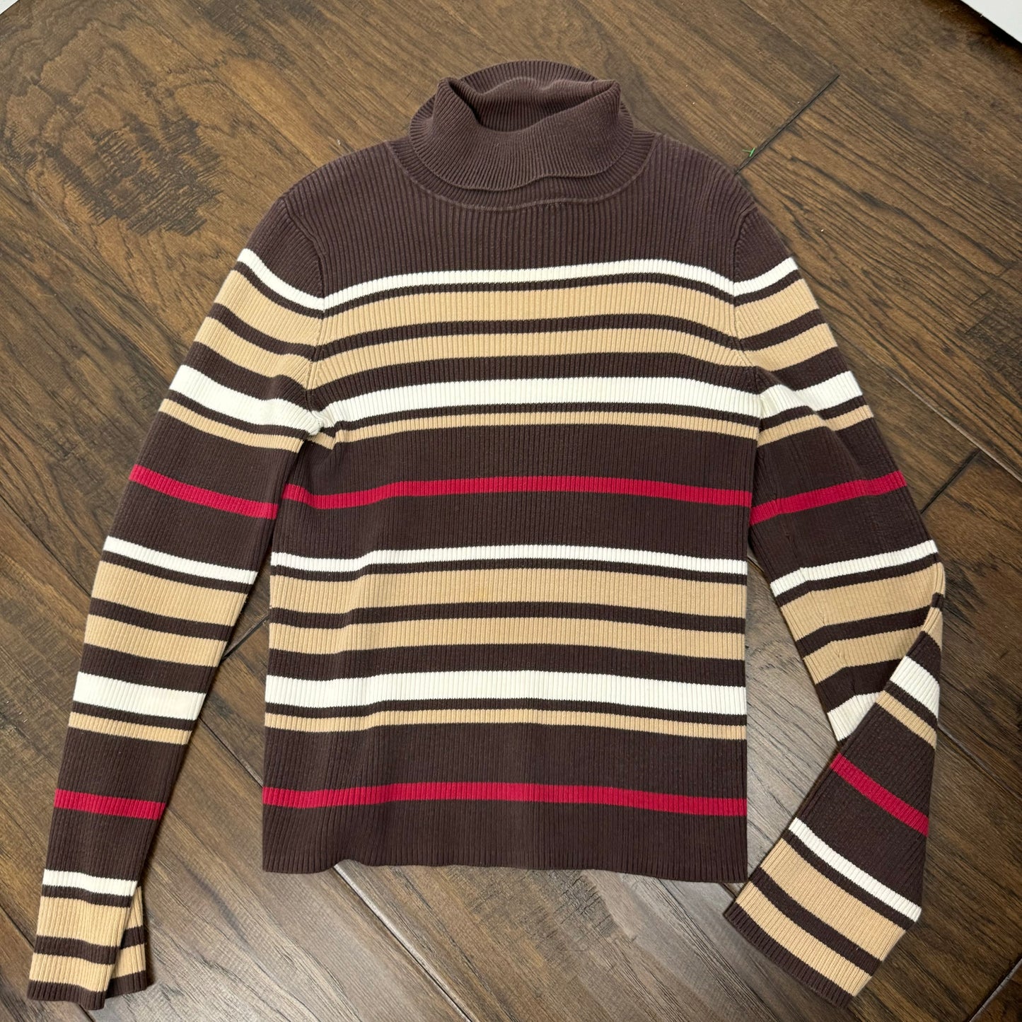 Vintage Striped Knit Turtleneck Sweater