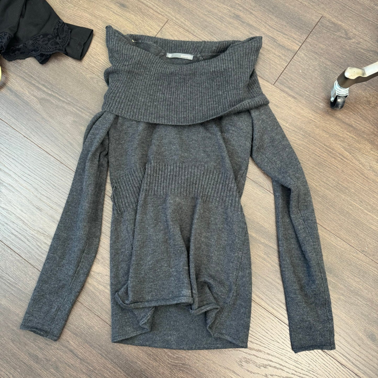 Dark Grey Off The Shoulder Sweater