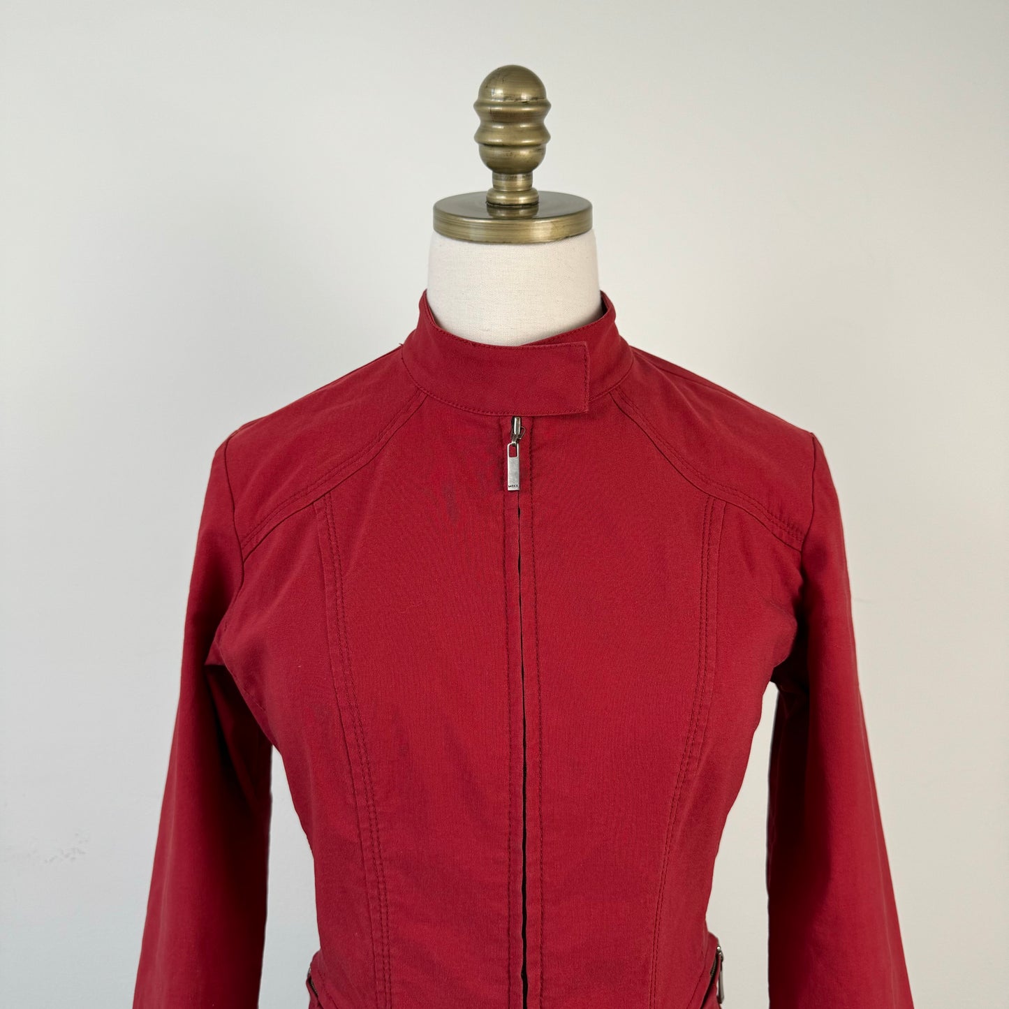 Red Fitted Moto Jacket