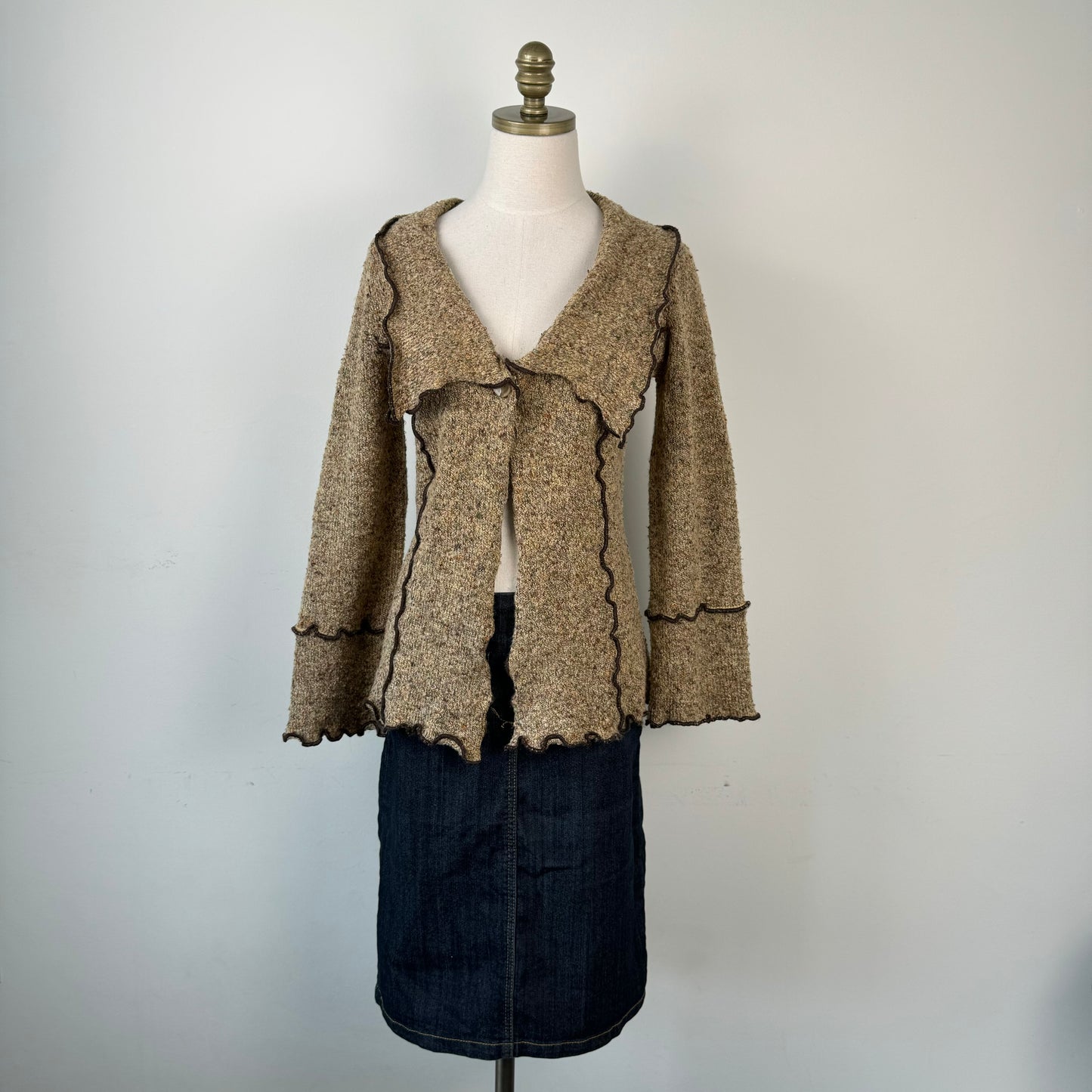 Boho Open Front Cardigan with Bell Sleeves
