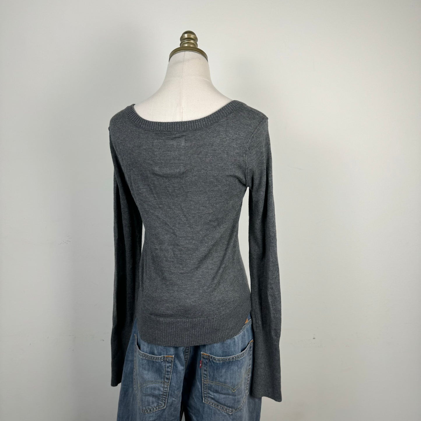 Dark Grey Lace Floral Button Up Cardigan