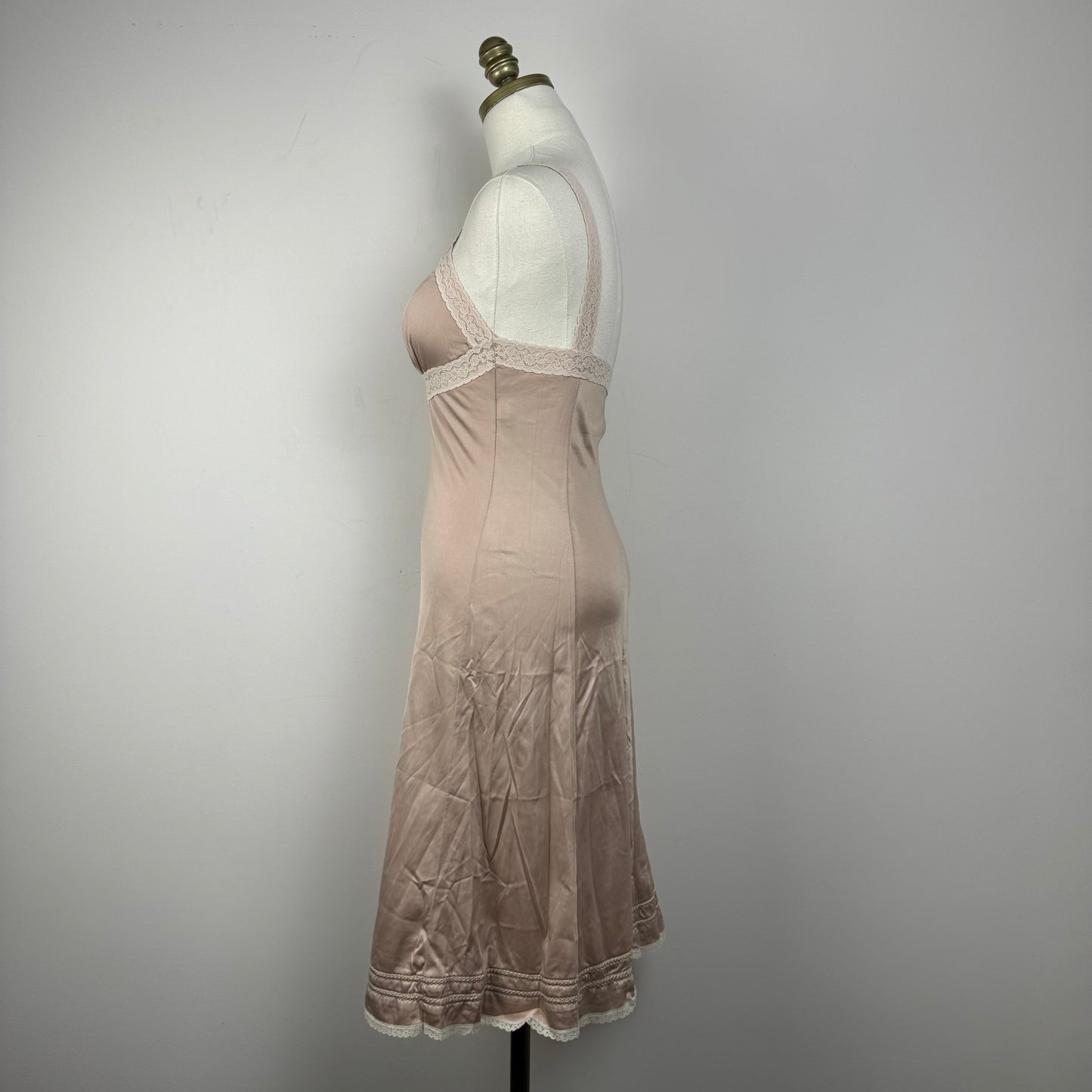 Vintage Muted Pink Lace Trim Slip Dress