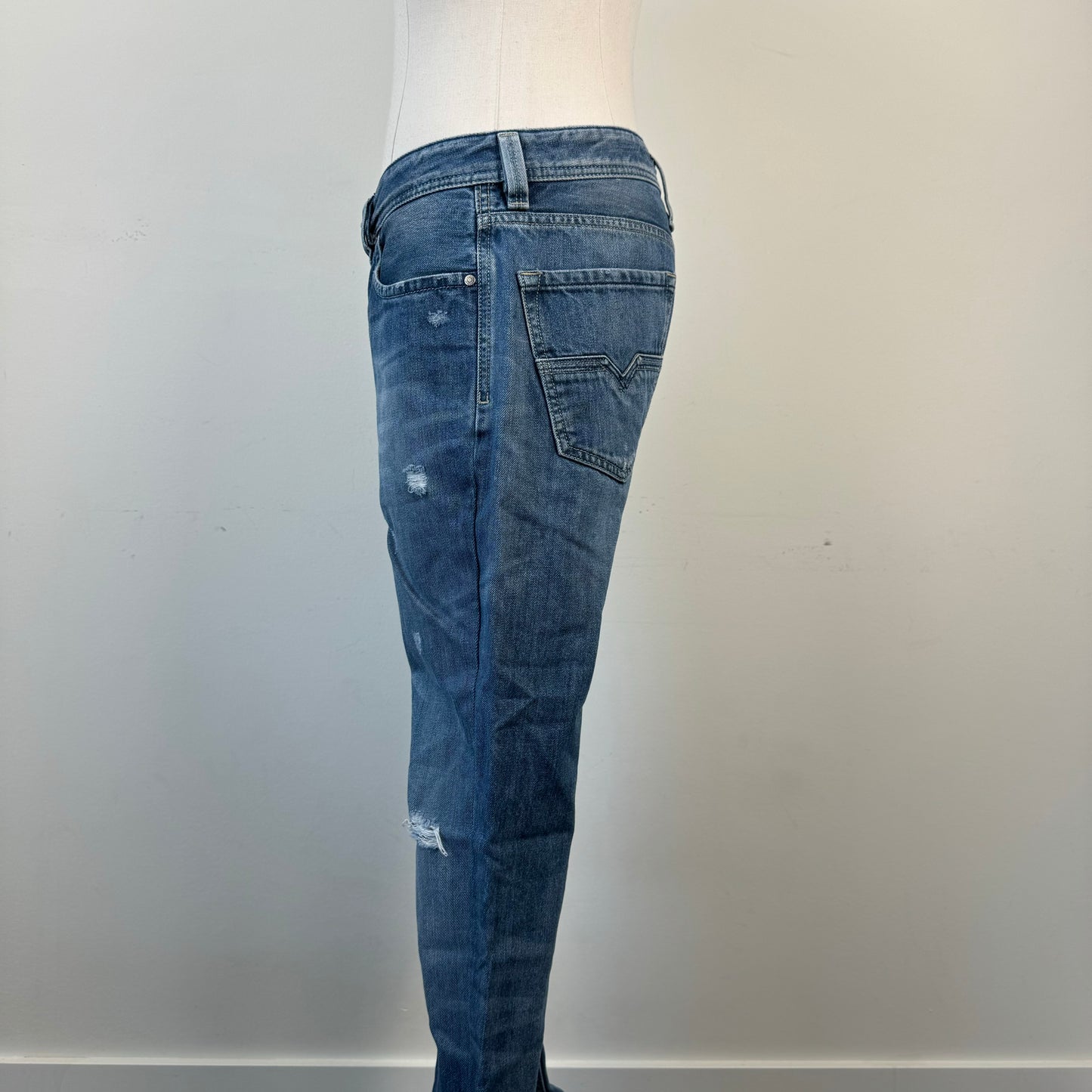 Diesel Distressed Slim-Straight Cut Jeans