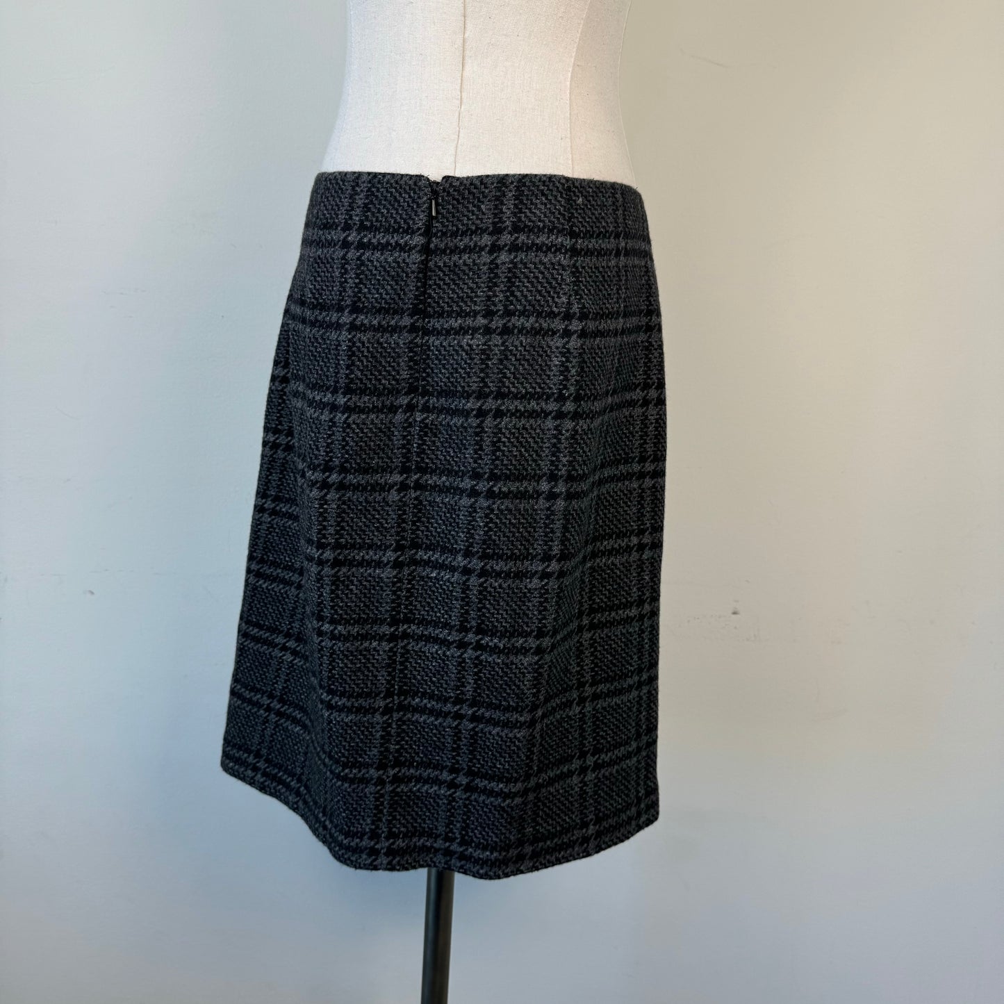 Dark Grey Plaid Midi Skirt