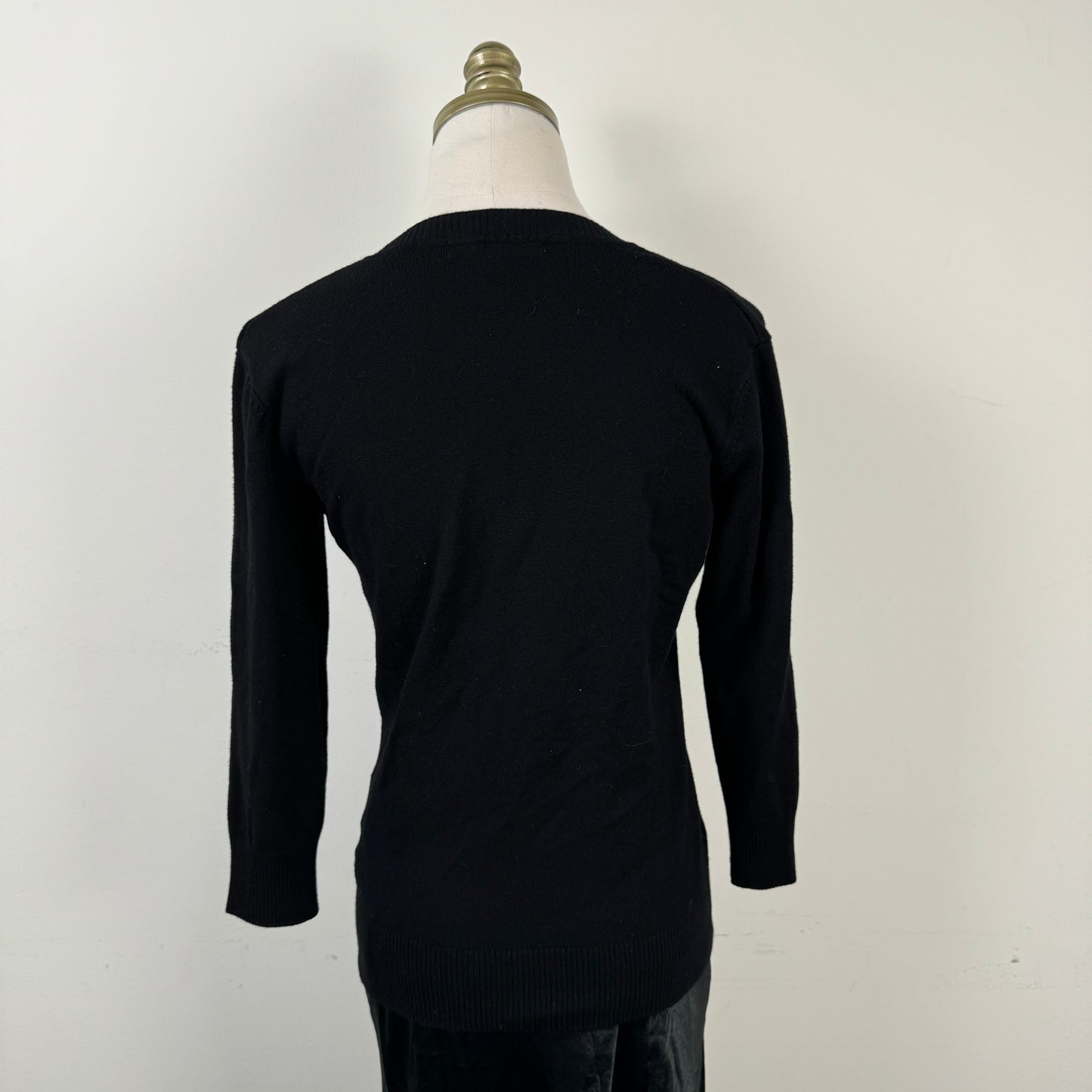 Black Knit Silky Lace Trim Top