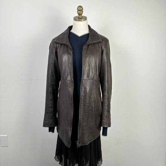 Danier Brown Double Zip Leather Jacket