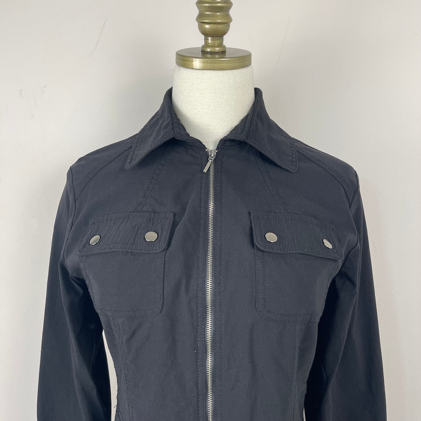 Vintage Black Utility Zip Up Jacket