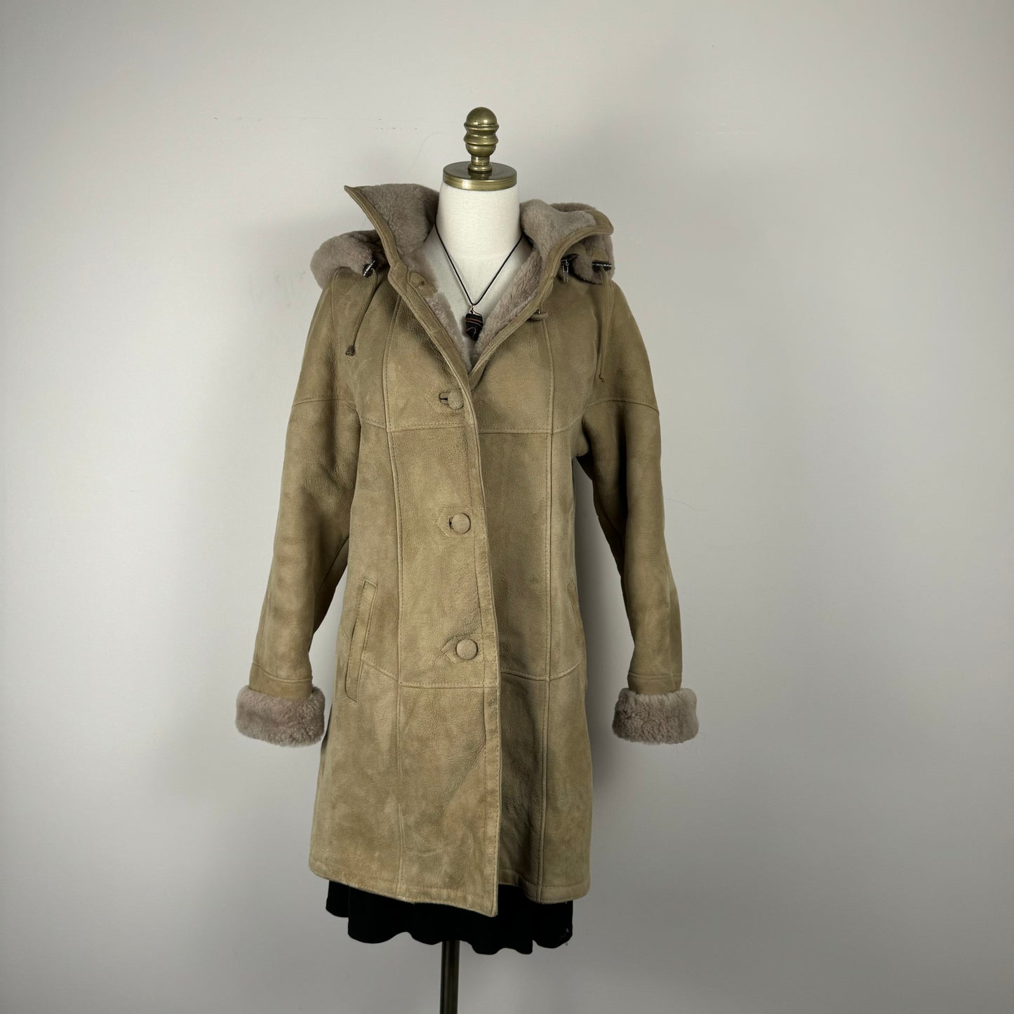 Vintage Suede Shearling Coat