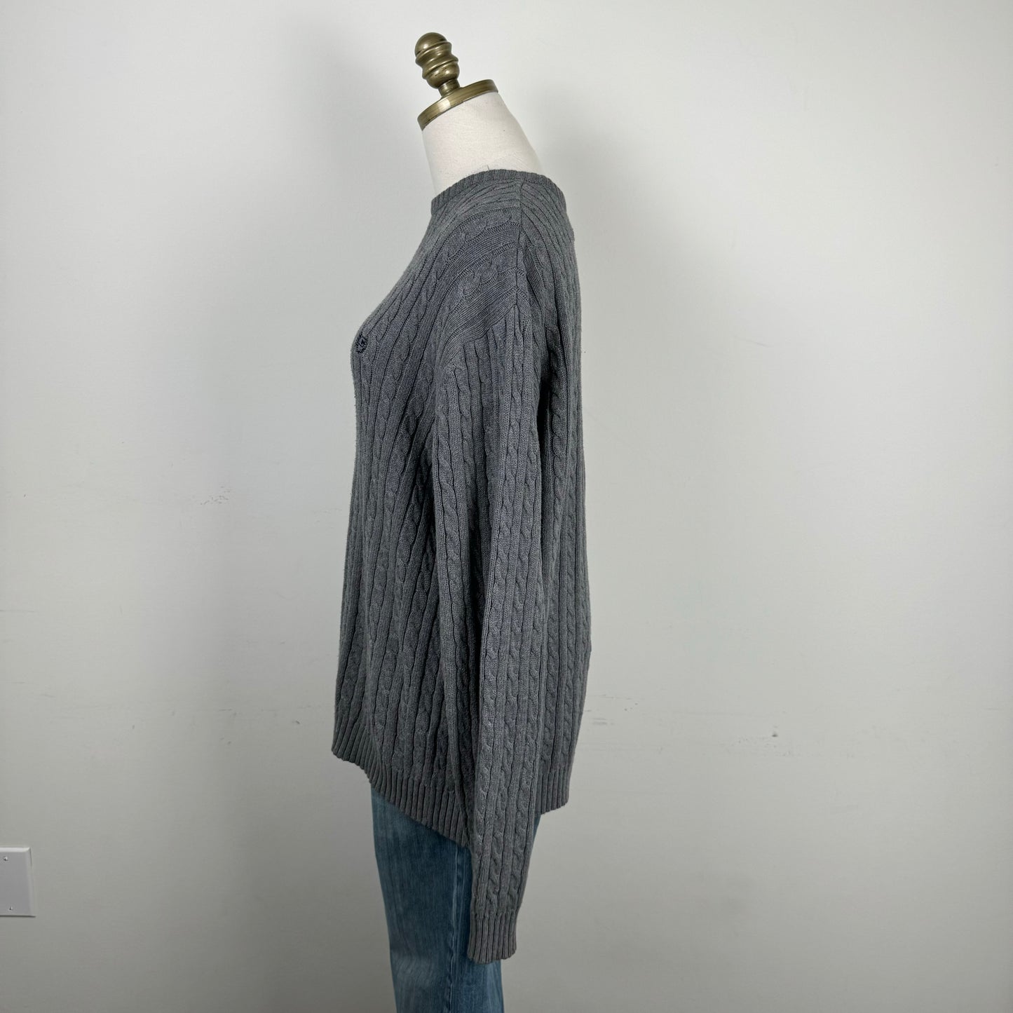 Grey Oversized Cable Knit Sweater