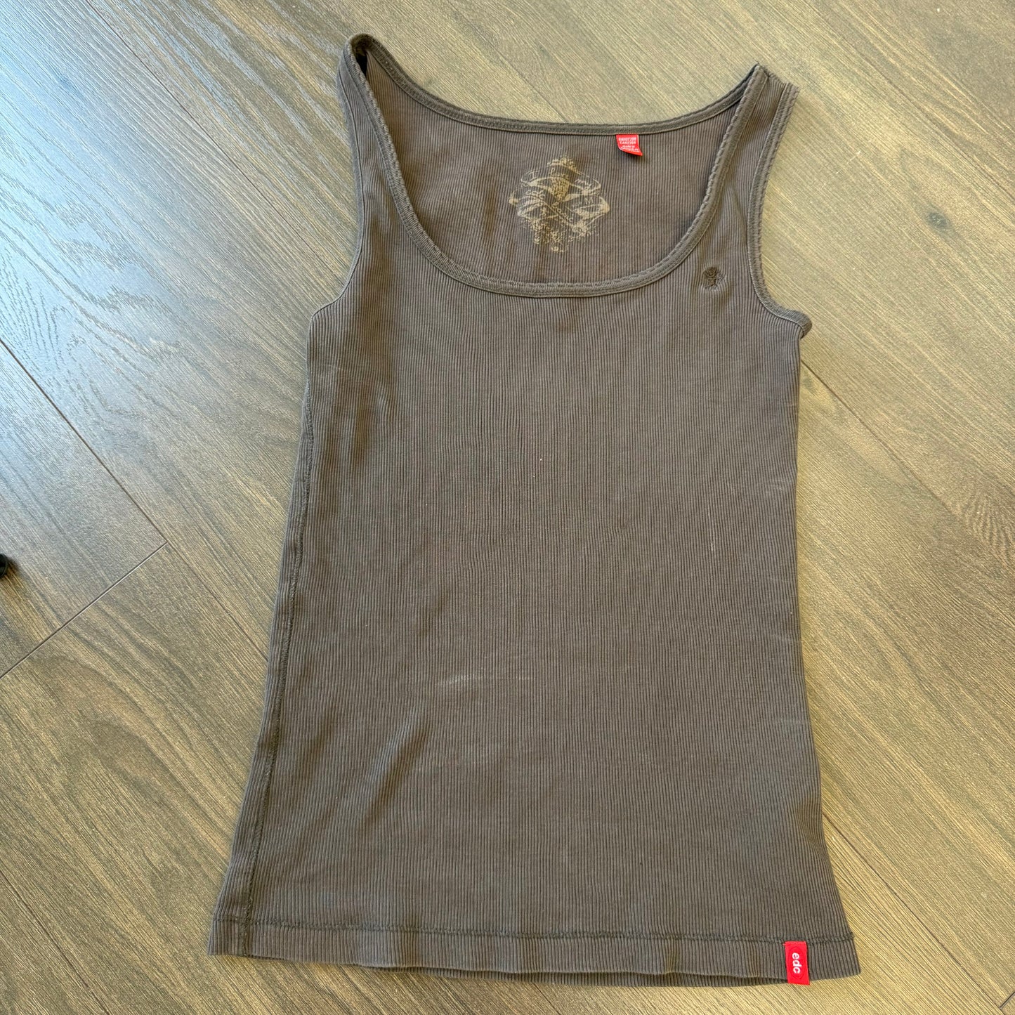 Brown Ribbed Tank Top