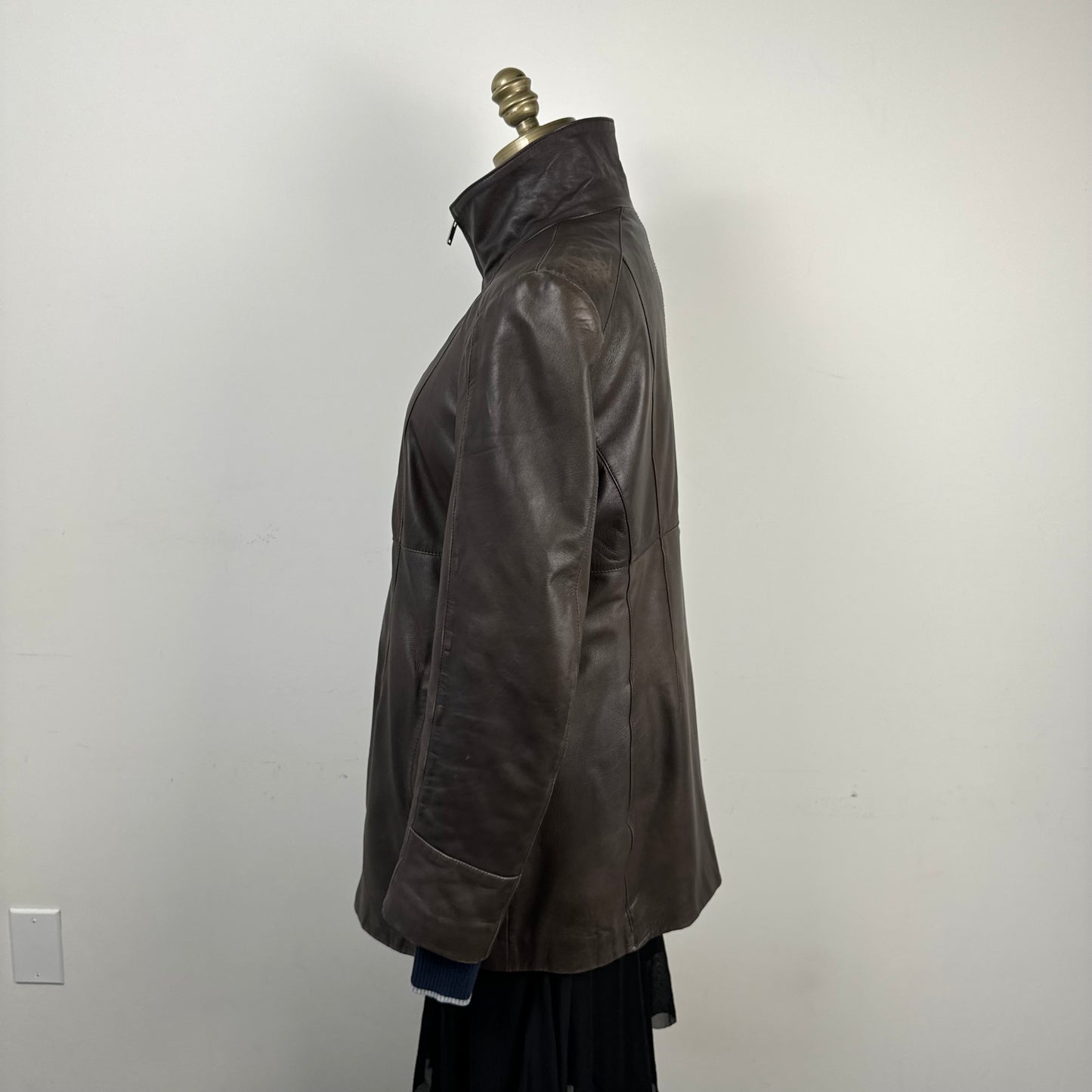 Danier Brown Double Zip Leather Jacket