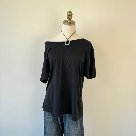 Oversized Off Shoulder Black Top