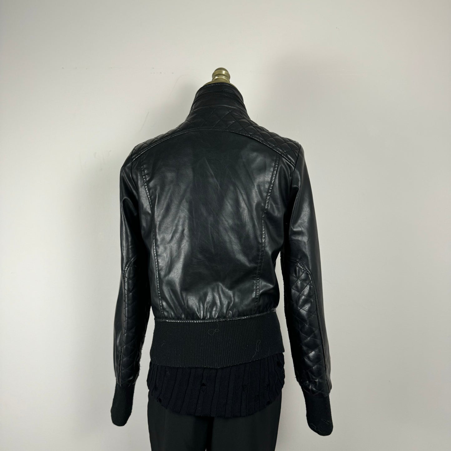 Vintage Black Leather Moto Jacket