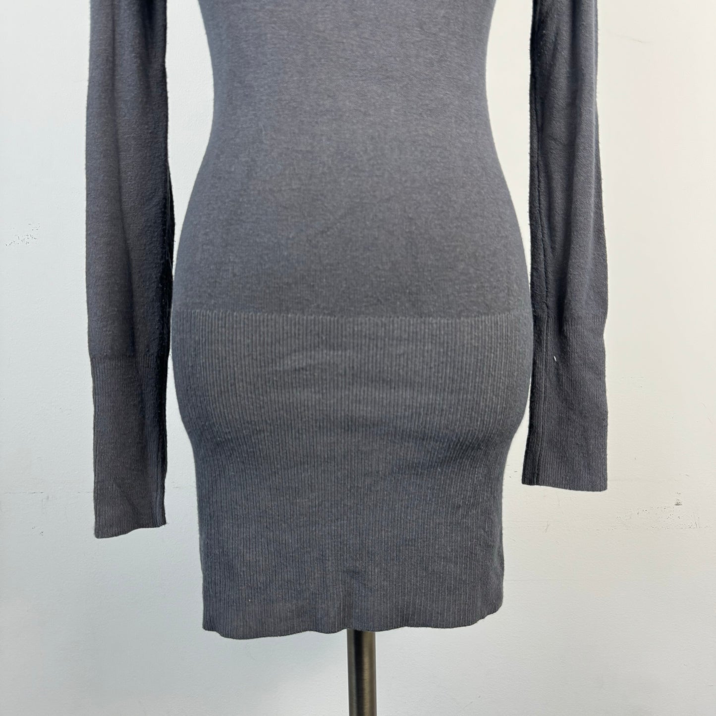 Vintage Grey Fitted Turtleneck Mini Dress / Long Top