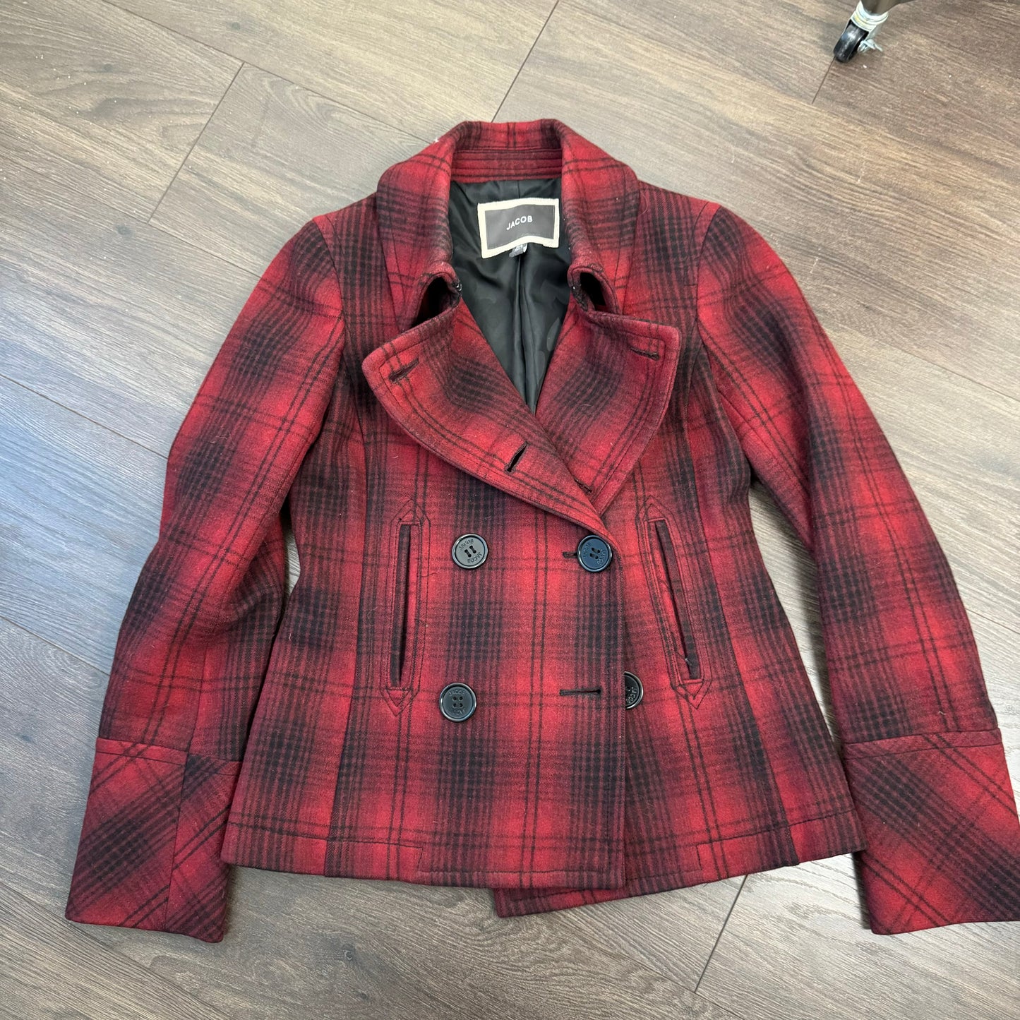 Wool Plaid Button Up Jacket