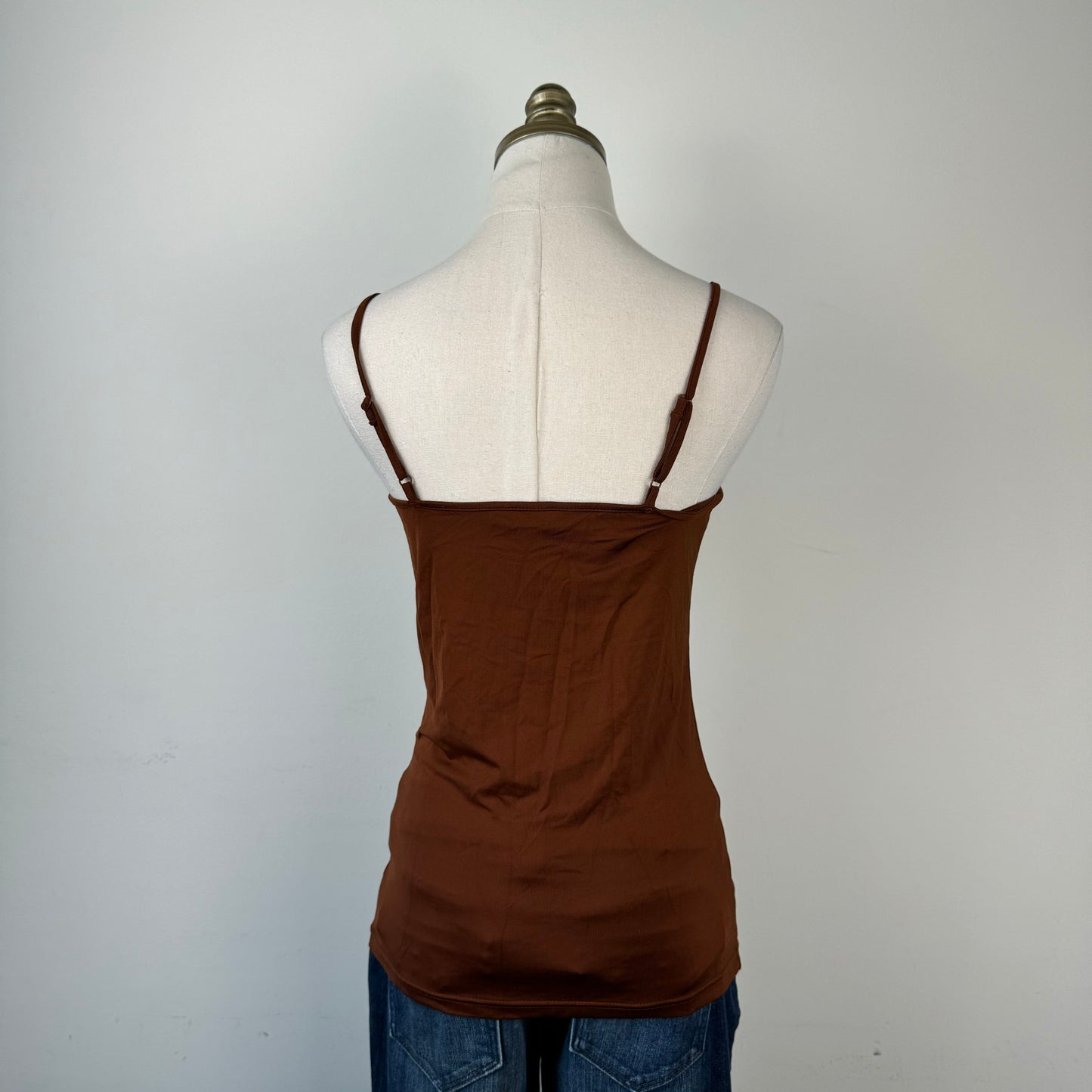 Brown Lace Trim Cami Top
