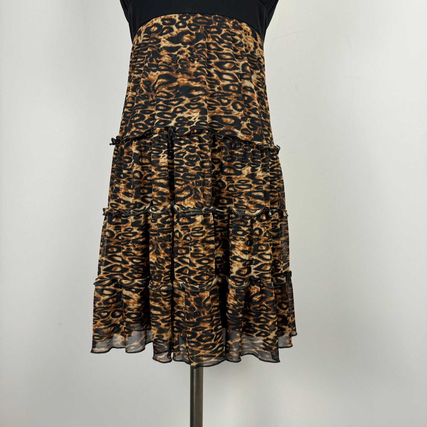 Babydoll Leopard Print Tiered Mini Dress