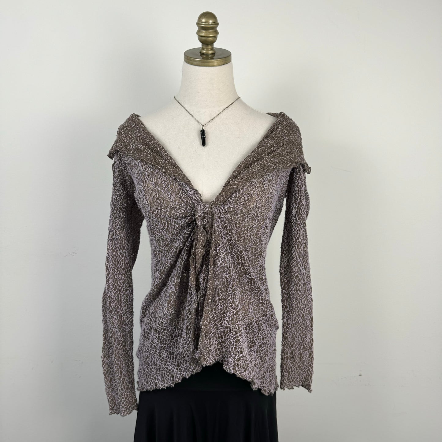 Fairy Mesh Lace Open Front Tie Up Cardigan