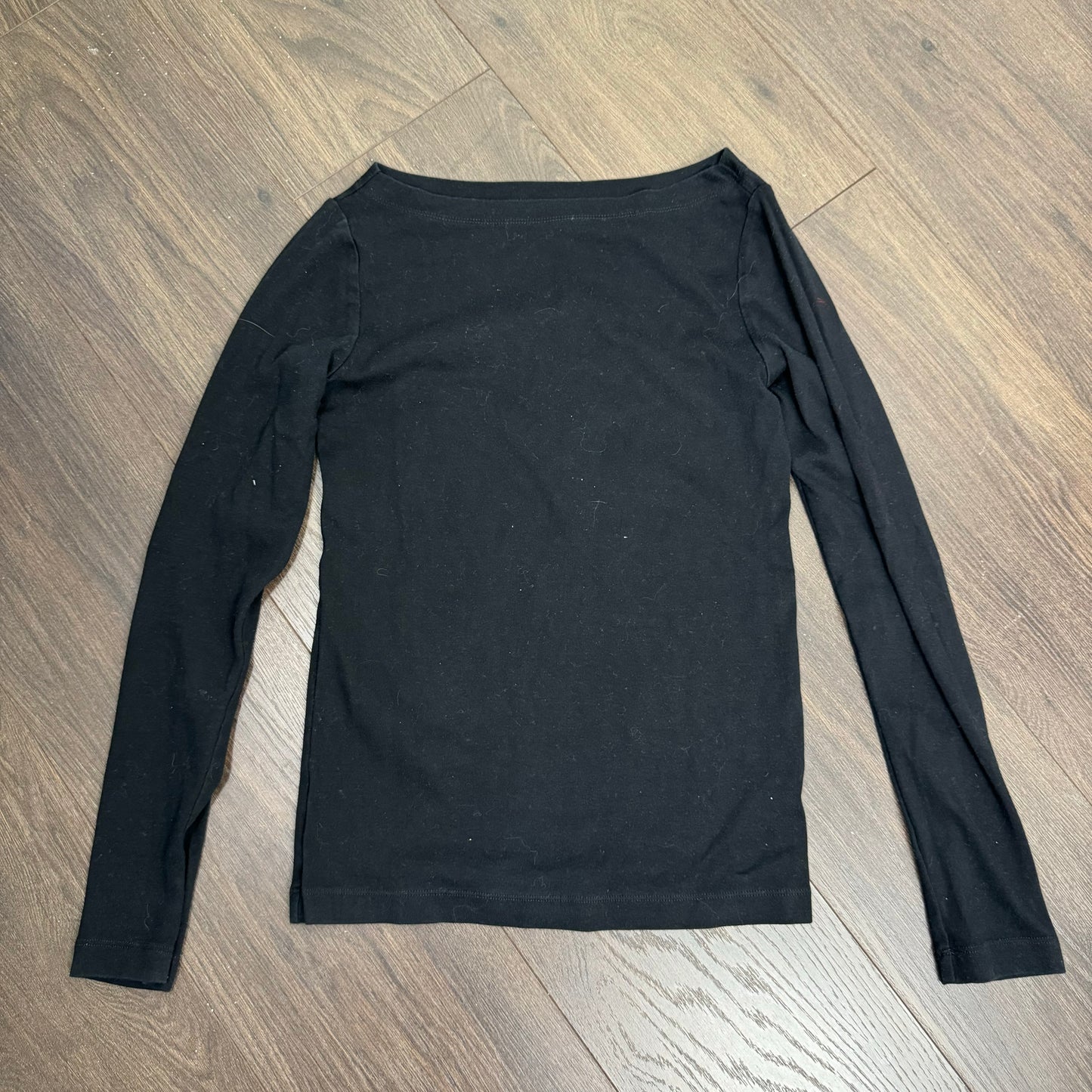 Black Boat Neck Long Sleeve Top
